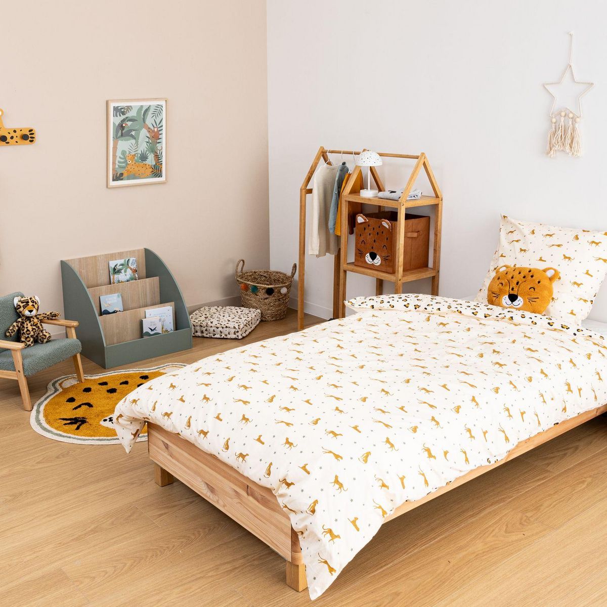 ATMOSPHERA Parure de lit enfant réversible léopard - 100% coton 57 fils/cm² - 140 x 200 cm