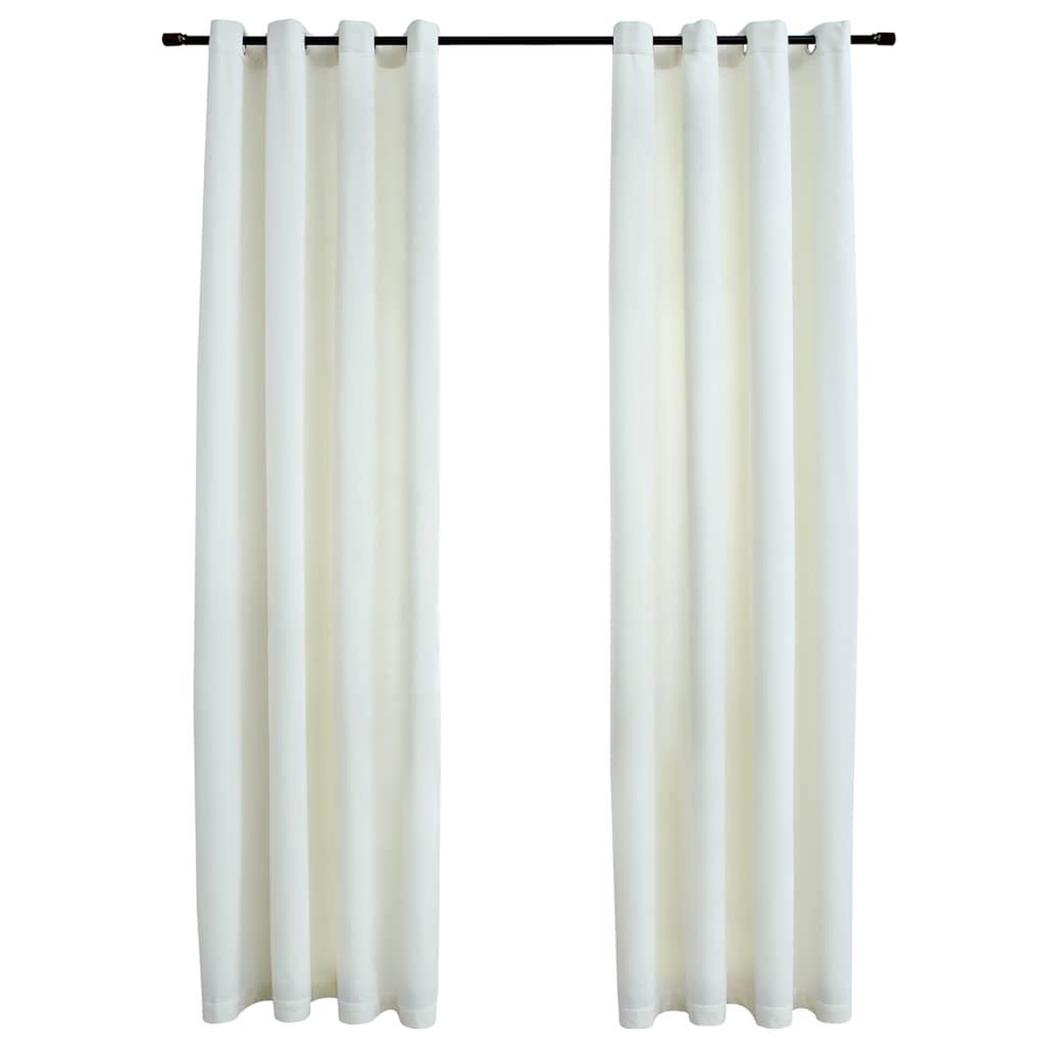 Voir la diapositive 2 : VIDAXL Rideaux occultants avec anneaux 2 pcs Velours Creme 140x175 cm