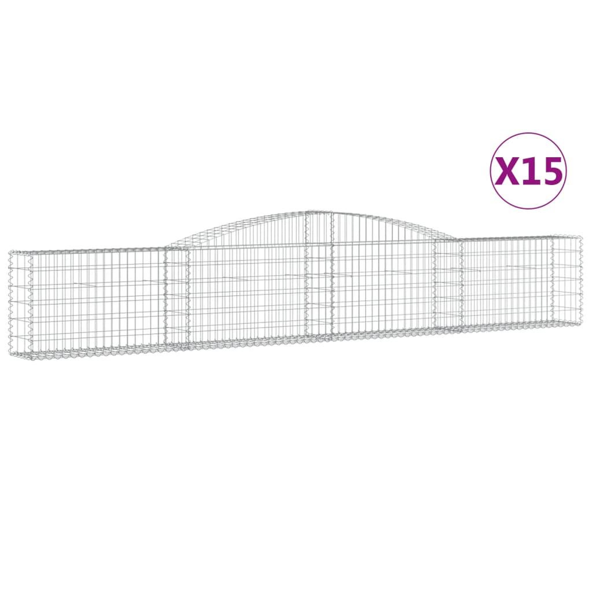 Voir la diapositive 2 : VIDAXL Paniers a gabions arques 15 pcs 400x30x60/80 cm Fer galvanise