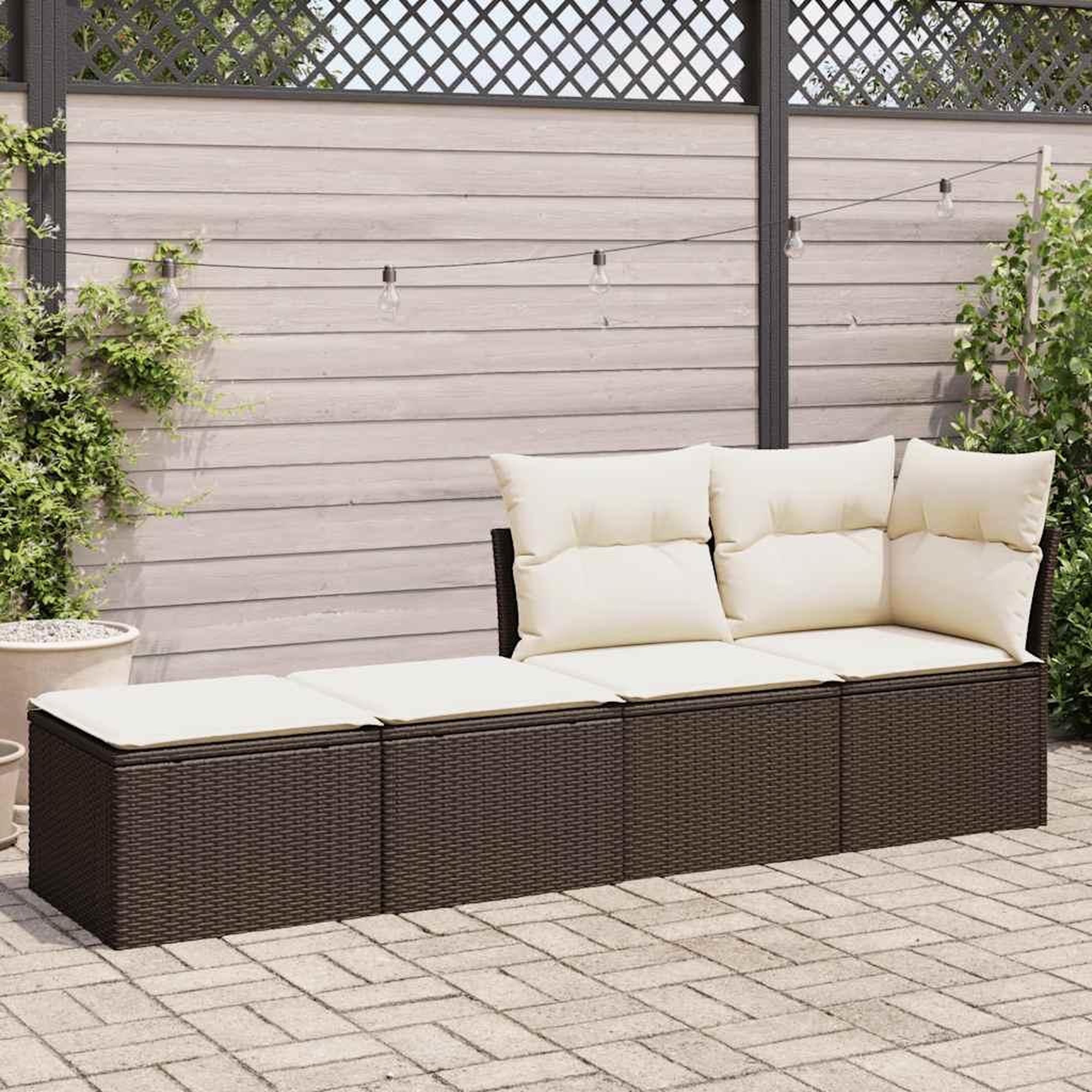 Voir la diapositive 3 : VIDAXL Salon de jardin avec coussins 2pcs marron resine tressee acacia