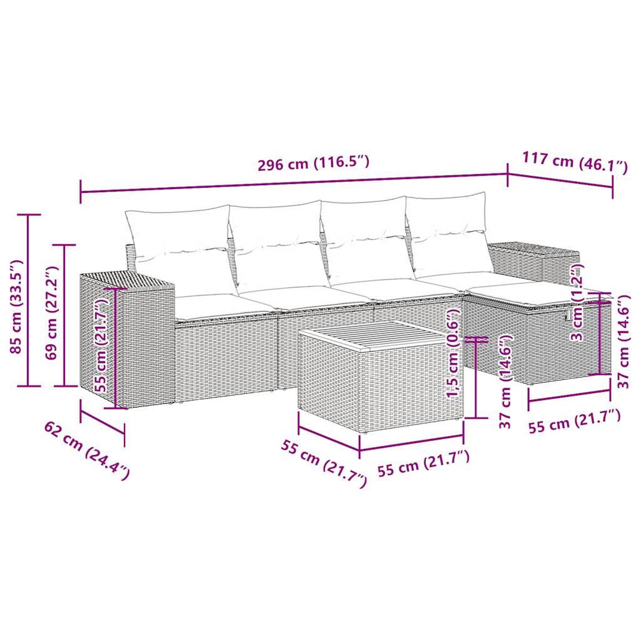 Voir la diapositive 6 : VIDAXL Salon de jardin 6 pcs avec coussins noir resine tressee
