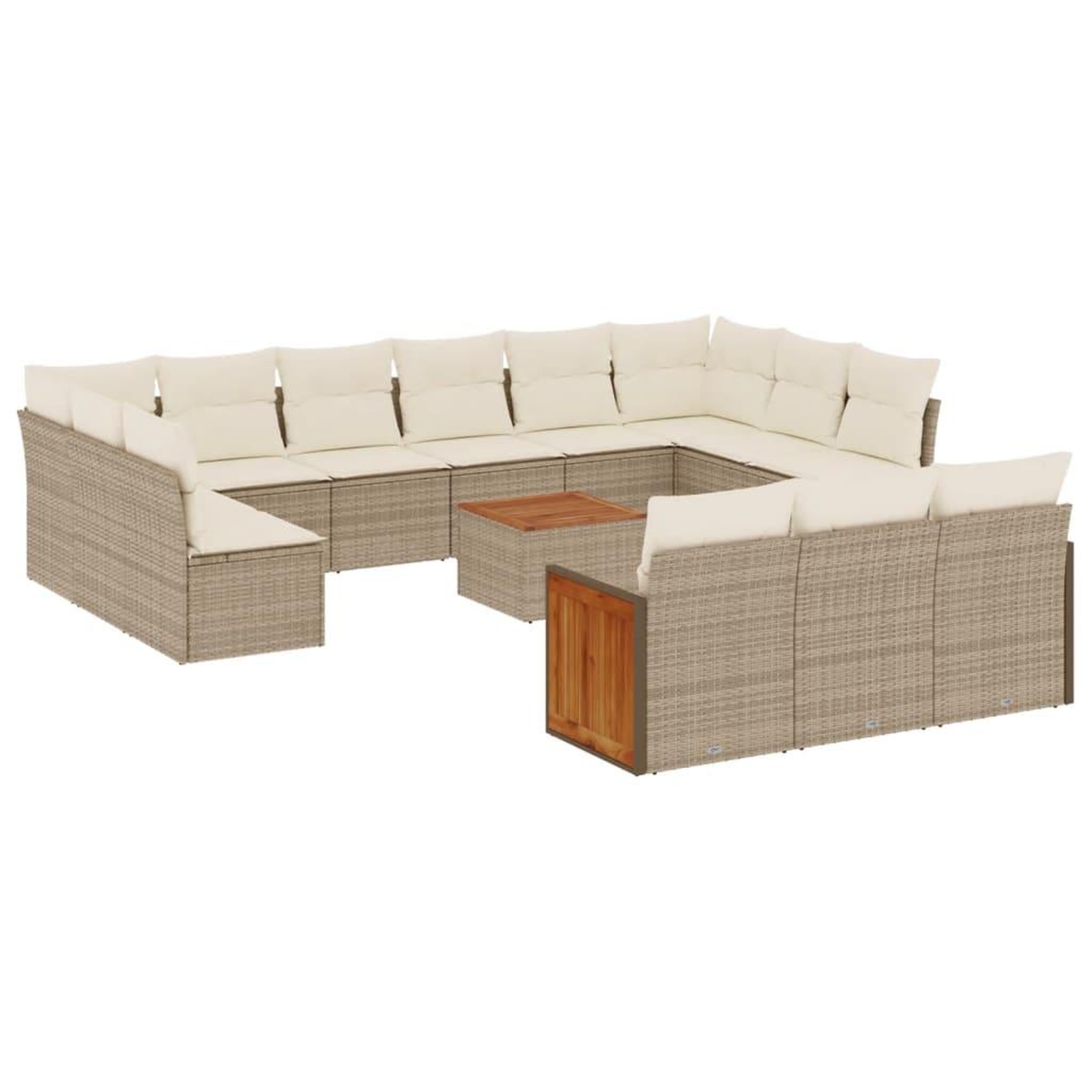 Voir la diapositive 2 : VIDAXL Salon de jardin avec coussins 14 pcs beige resine tressee