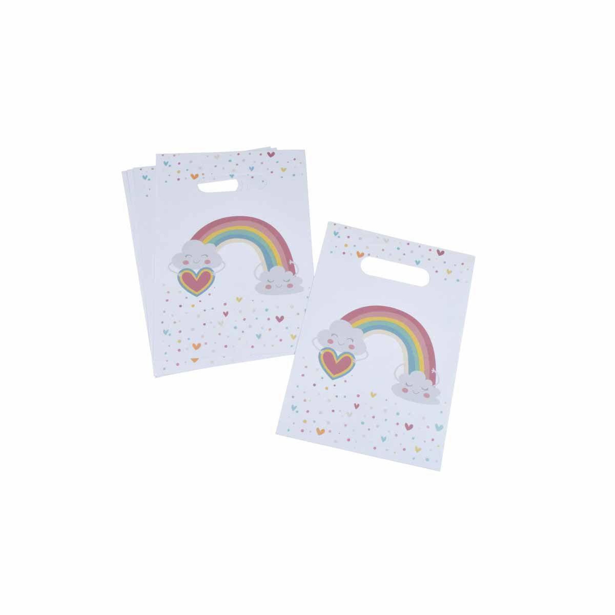 HOMEA Lot de 6 Sacs à Bonbons  Nuage Rainbow  23cm Blanc