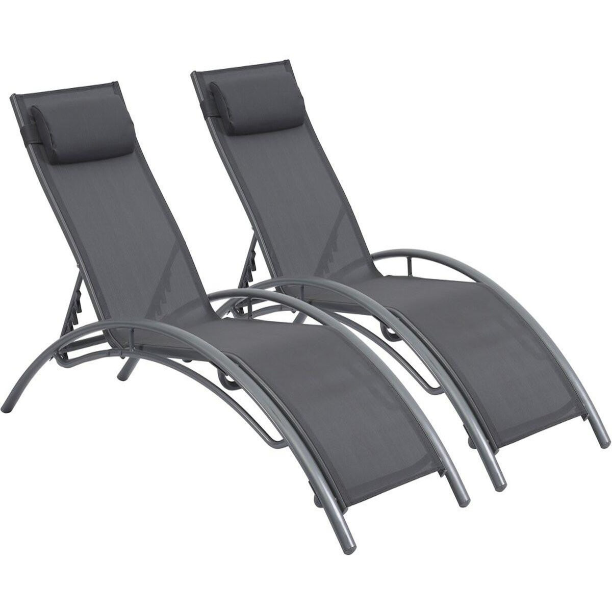 Habitat et Jardin Bain de soleil en aluminium  Beauty  - Phoenix - Gris foncé / Argenté - Lot de 2
