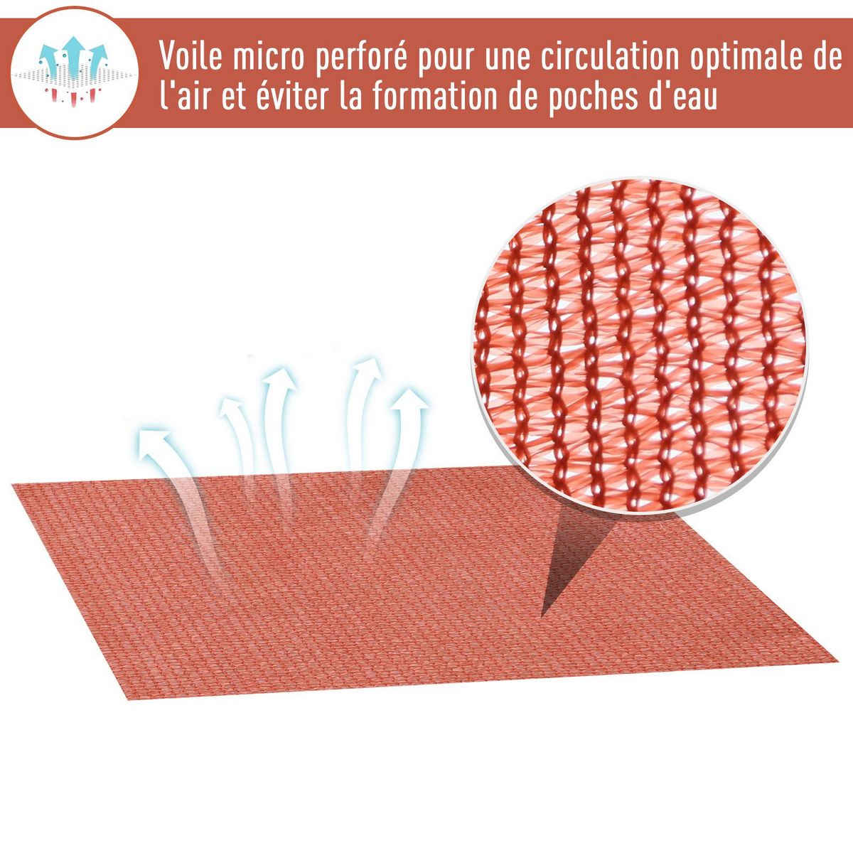 OUTSUNNY Voile d'ombrage triangulaire grande taille 6 x 6 x 6 m polyéthylène haute densité résistant aux UV rouge