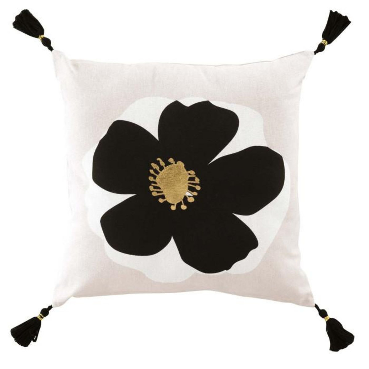 Paris Prix Coussin Déco Pompons  Issey  45x45cm Naturel