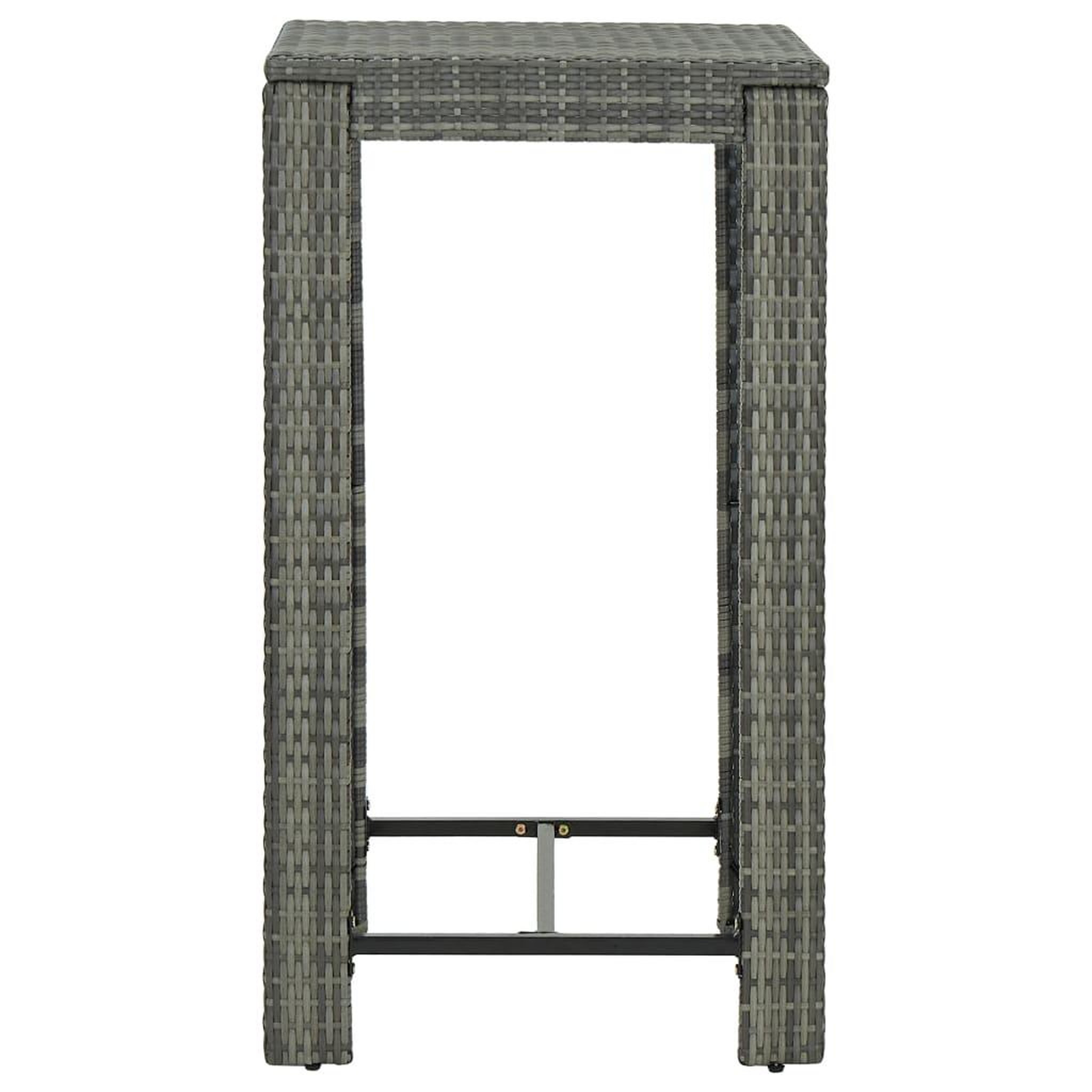 Voir la diapositive 3 : VIDAXL Table de bar de jardin Gris 60,5x60,5x110,5 cm Resine tressee