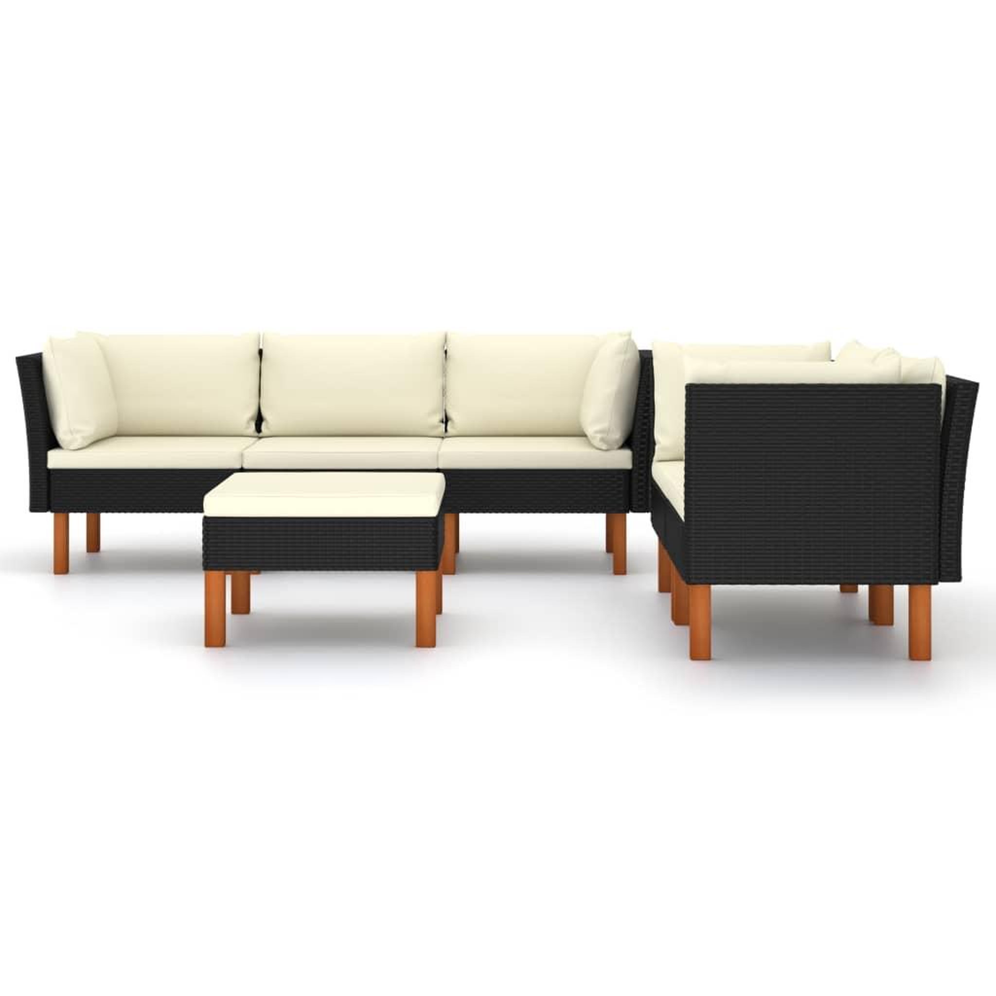 Voir la diapositive 3 : VIDAXL Salon de jardin 6 pcs avec coussins Resine tressee Noir
