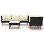 Voir la diapositive 3 : VIDAXL Salon de jardin 6 pcs avec coussins Resine tressee Noir
