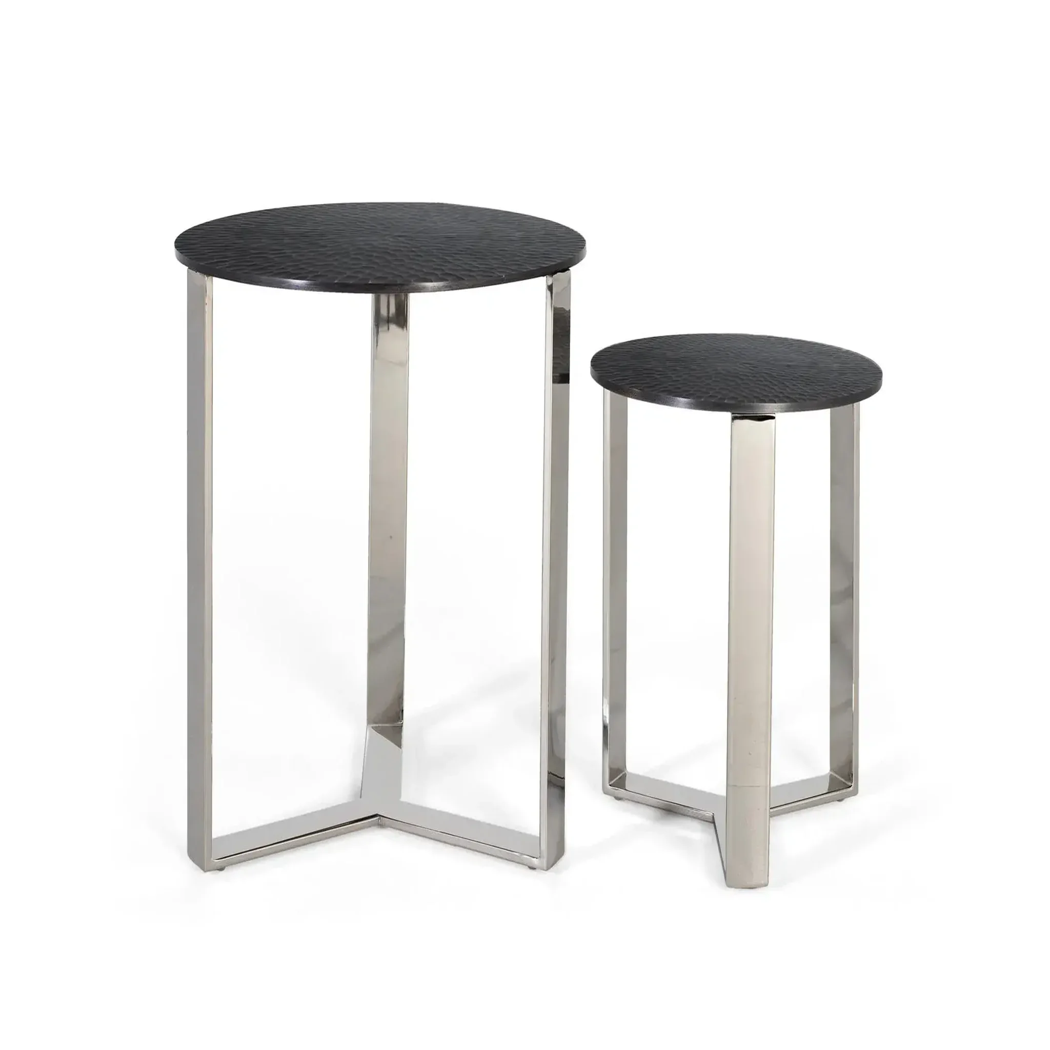 GINER Y COLOMER SL Lot de 2 tables basses de aluminium grand 50 cm, petite 35cm style industriel moderne