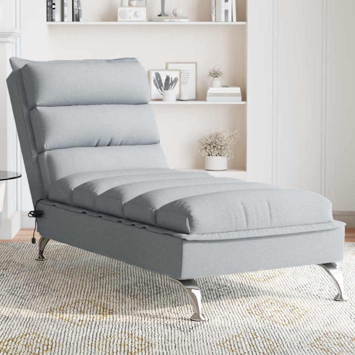 VIDAXL Chaise longue de massage avec coussins gris clair tissu