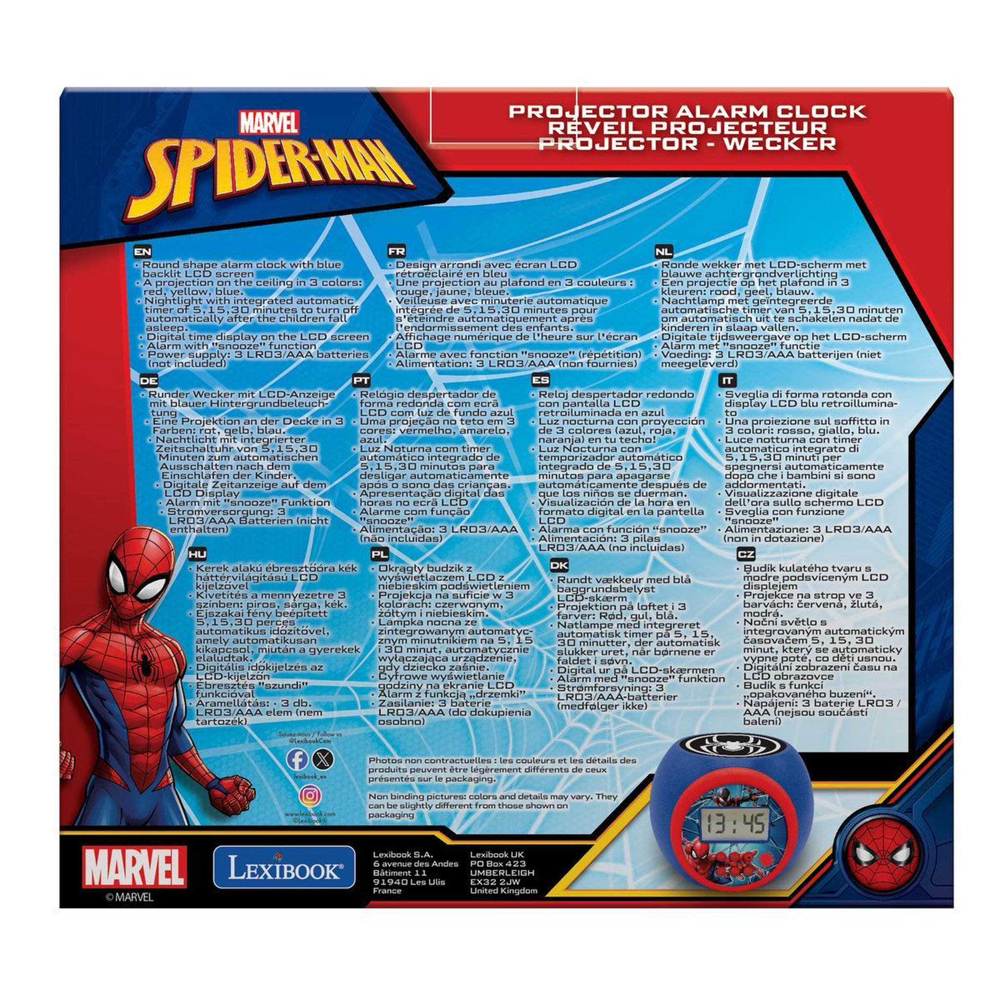 Voir la diapositive 4 : Lexibook Réveil Projecteur SpiderMan