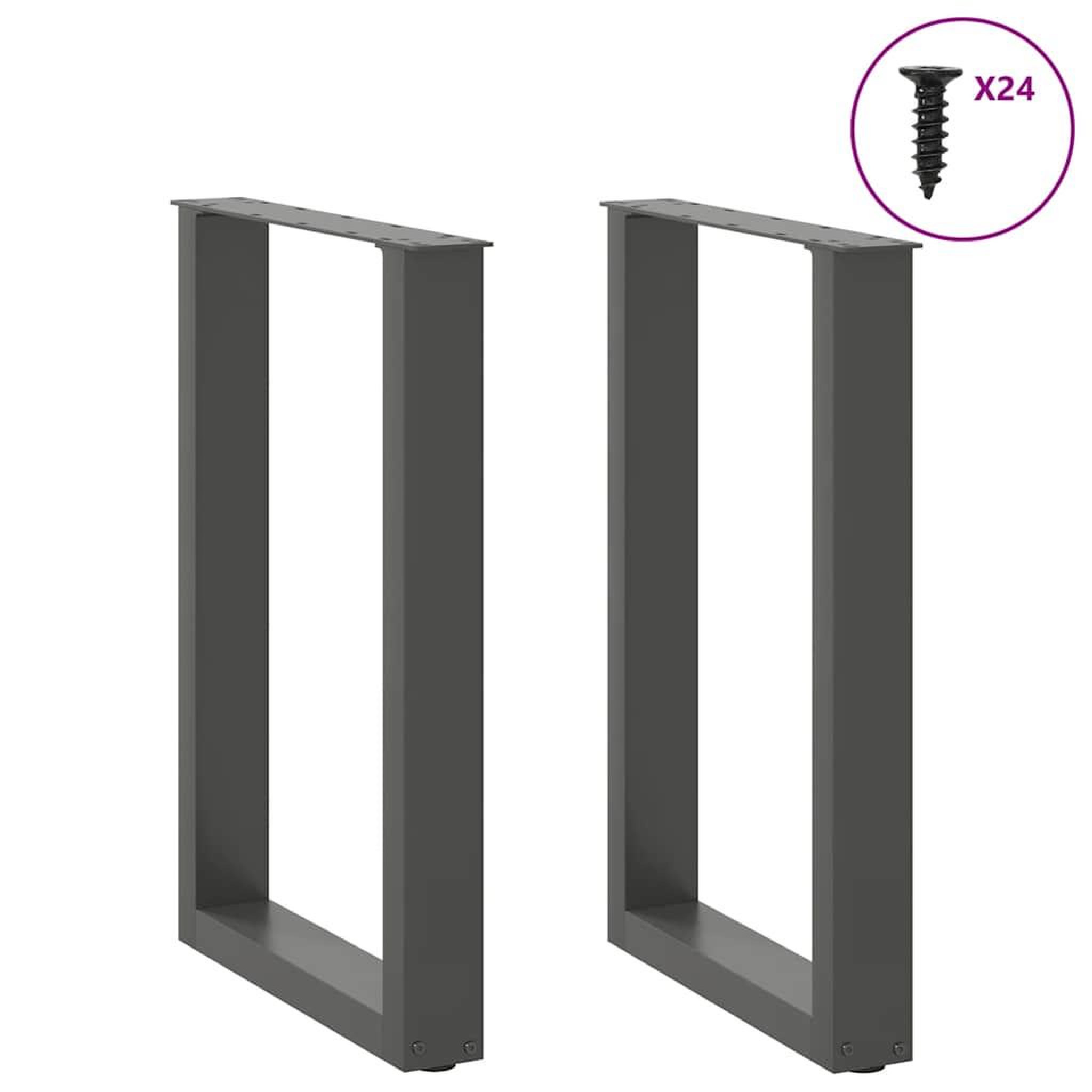 Voir la diapositive 3 : VIDAXL Pieds de table a manger forme de U 2 pcs 50x(72-73) cm acier