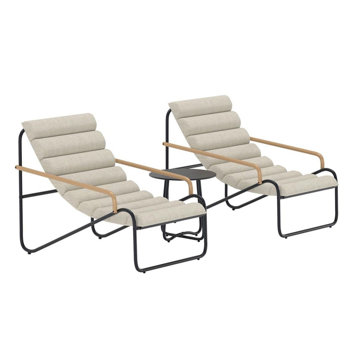 Paris Prix Salon de Jardin Lounge  Ithaka  100cm Beige & Noir