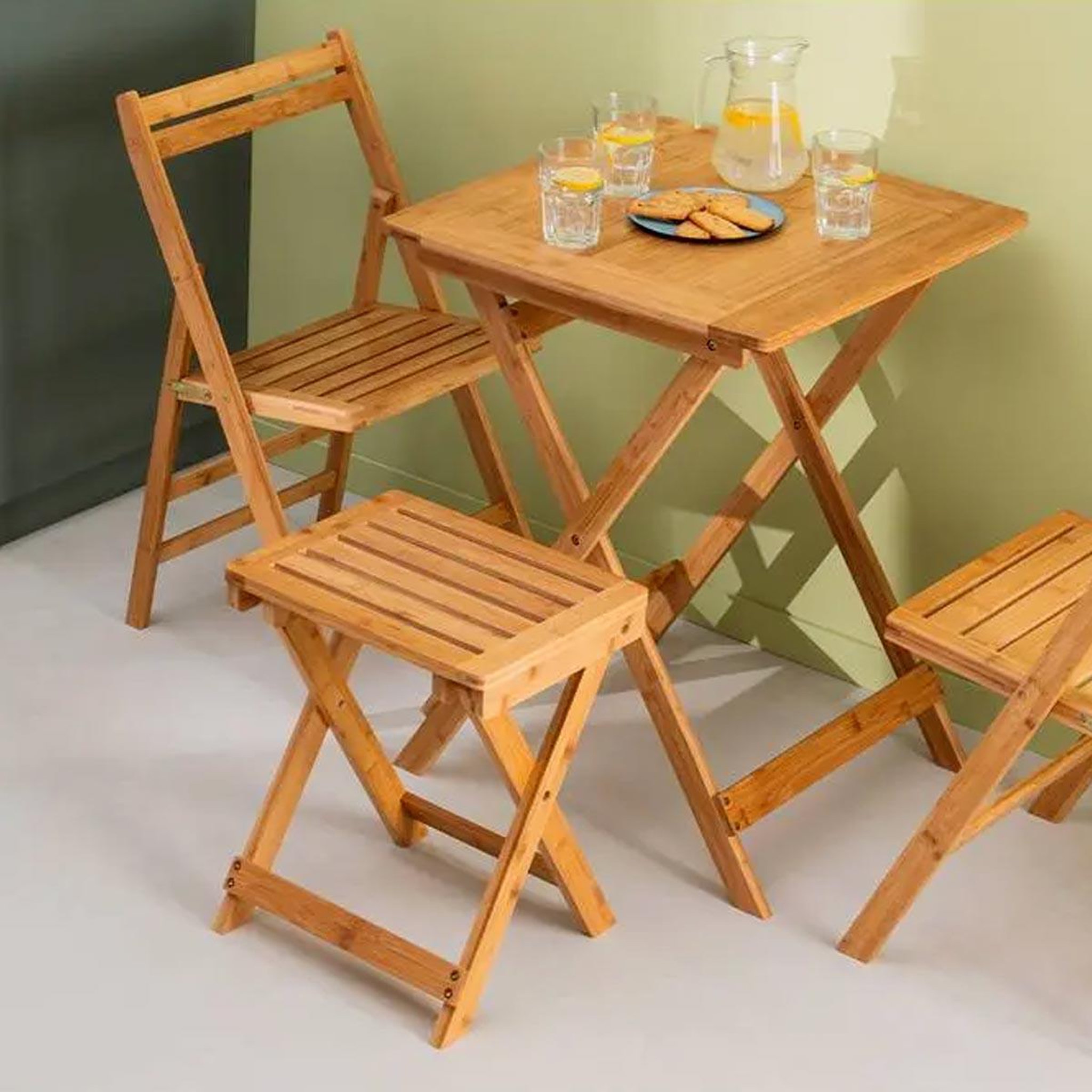 Voir la diapositive 3 : FIVE Tabouret pliable  bambou  44cm naturel