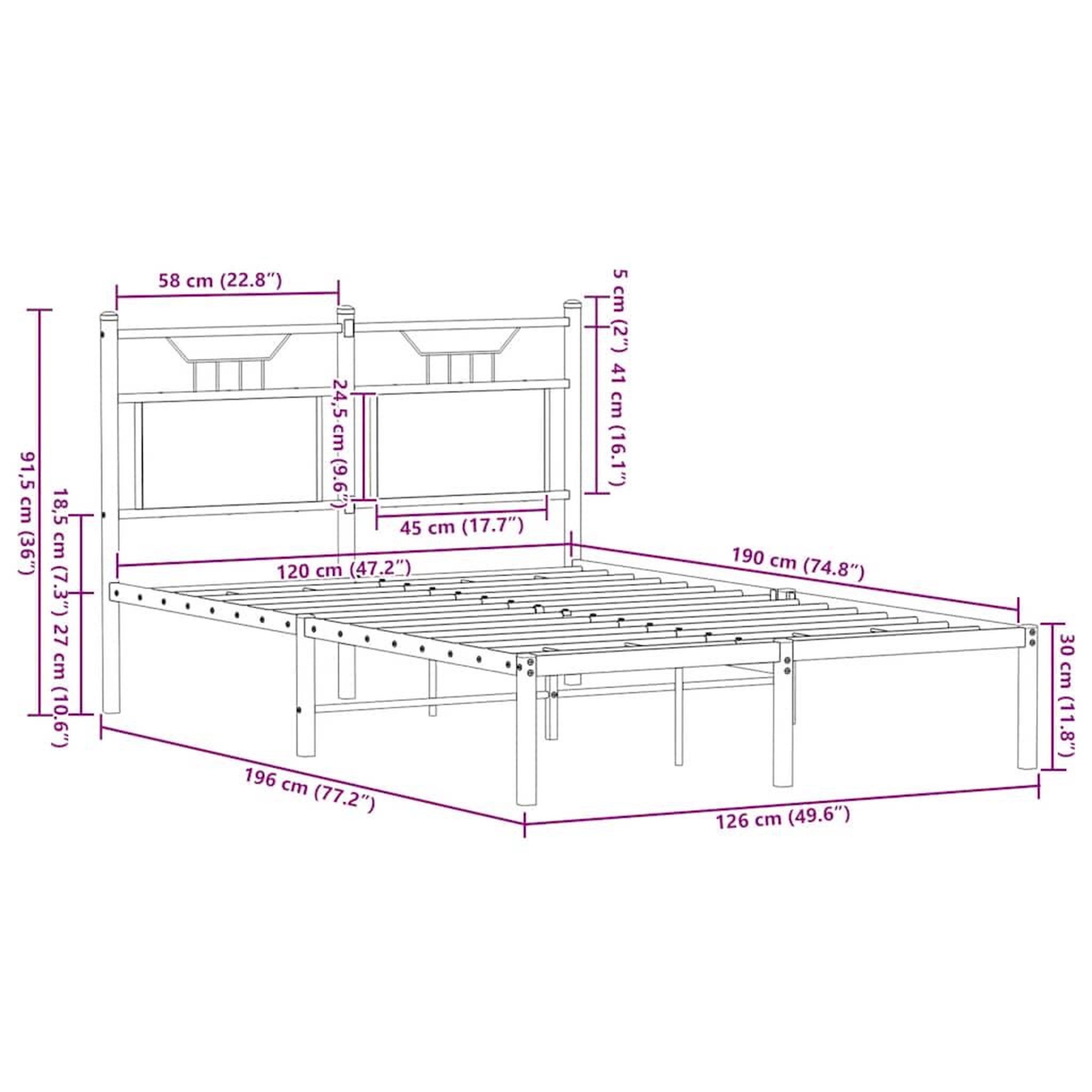 Voir la diapositive 6 : VIDAXL Cadre de lit sans matelas chene sonoma 120x190 cm