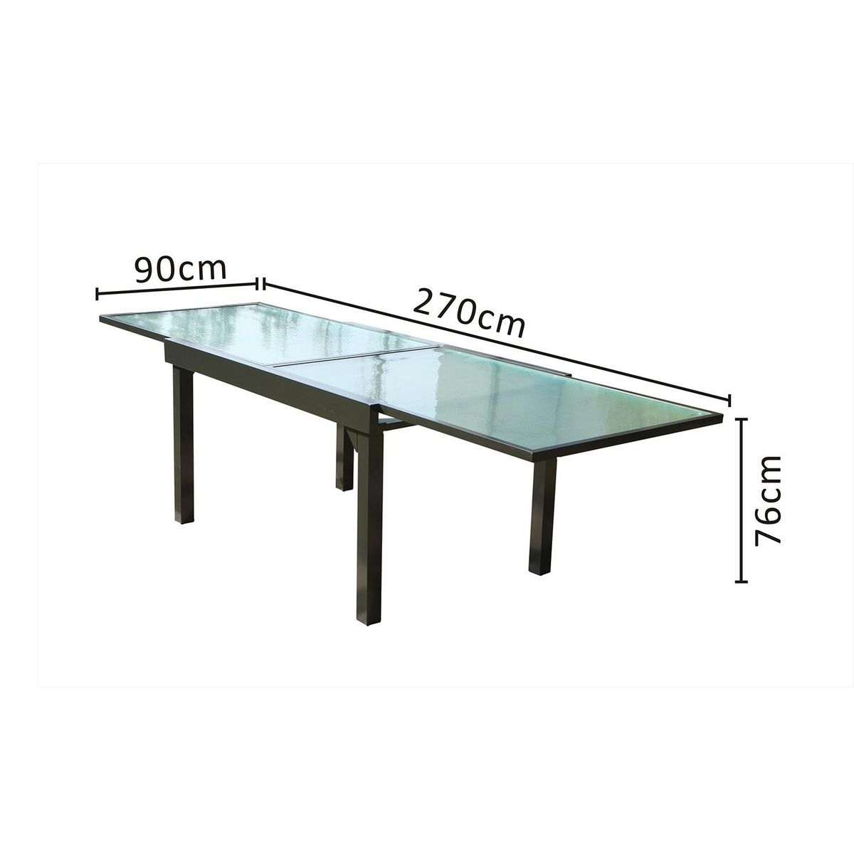 CONCEPT USINE Table de jardin extensible en aluminium grise BRESCIA