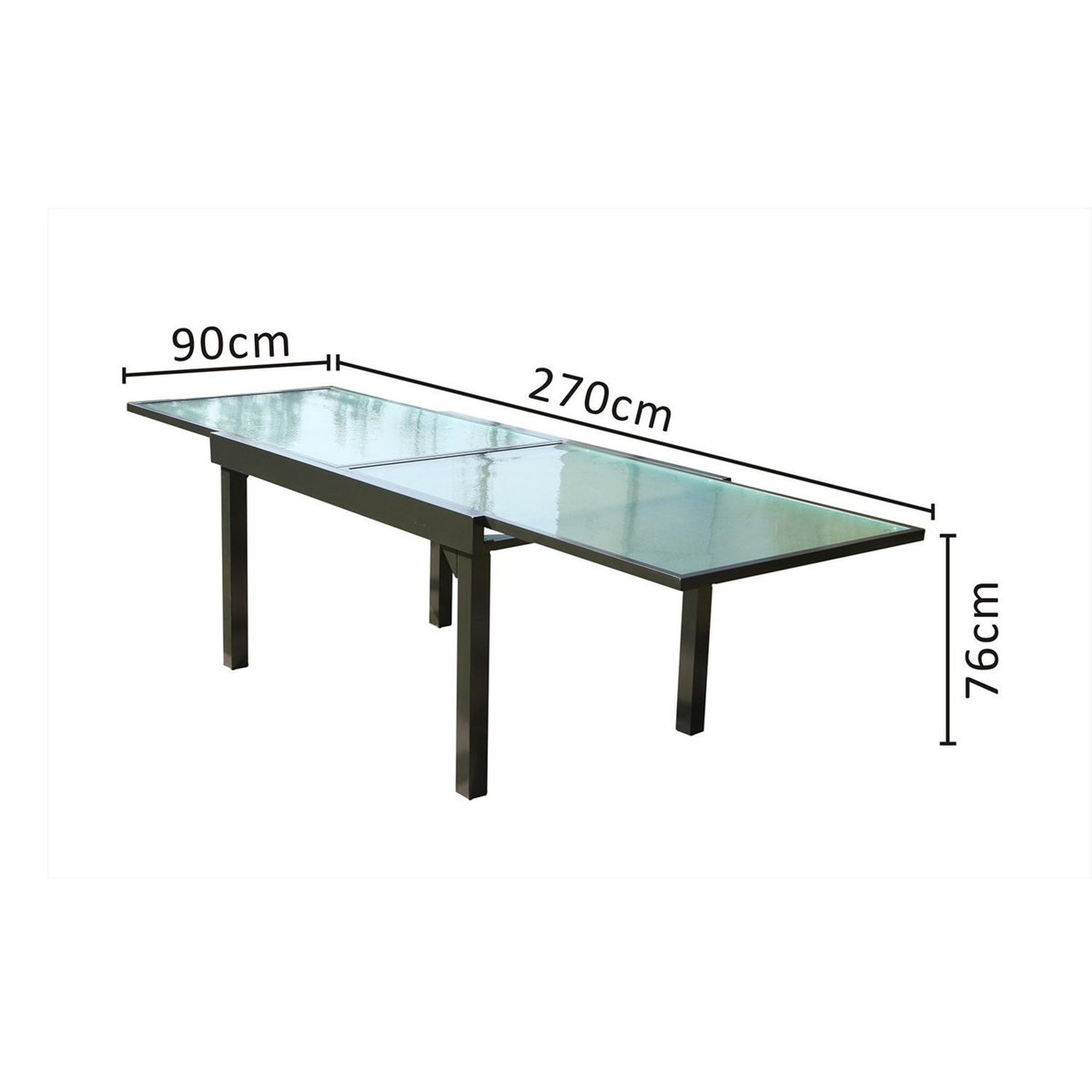 CONCEPT USINE Table de jardin extensible en aluminium grise BRESCIA