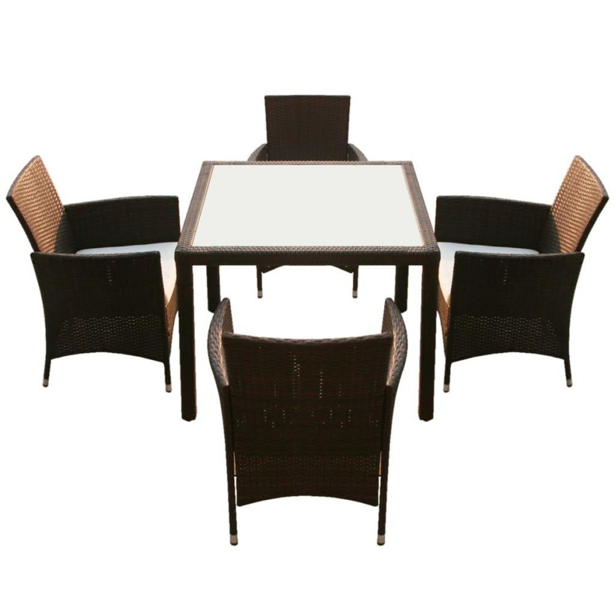 VIDAXL Ensemble a manger d'exterieur 5pcs avec coussins Resine tressee