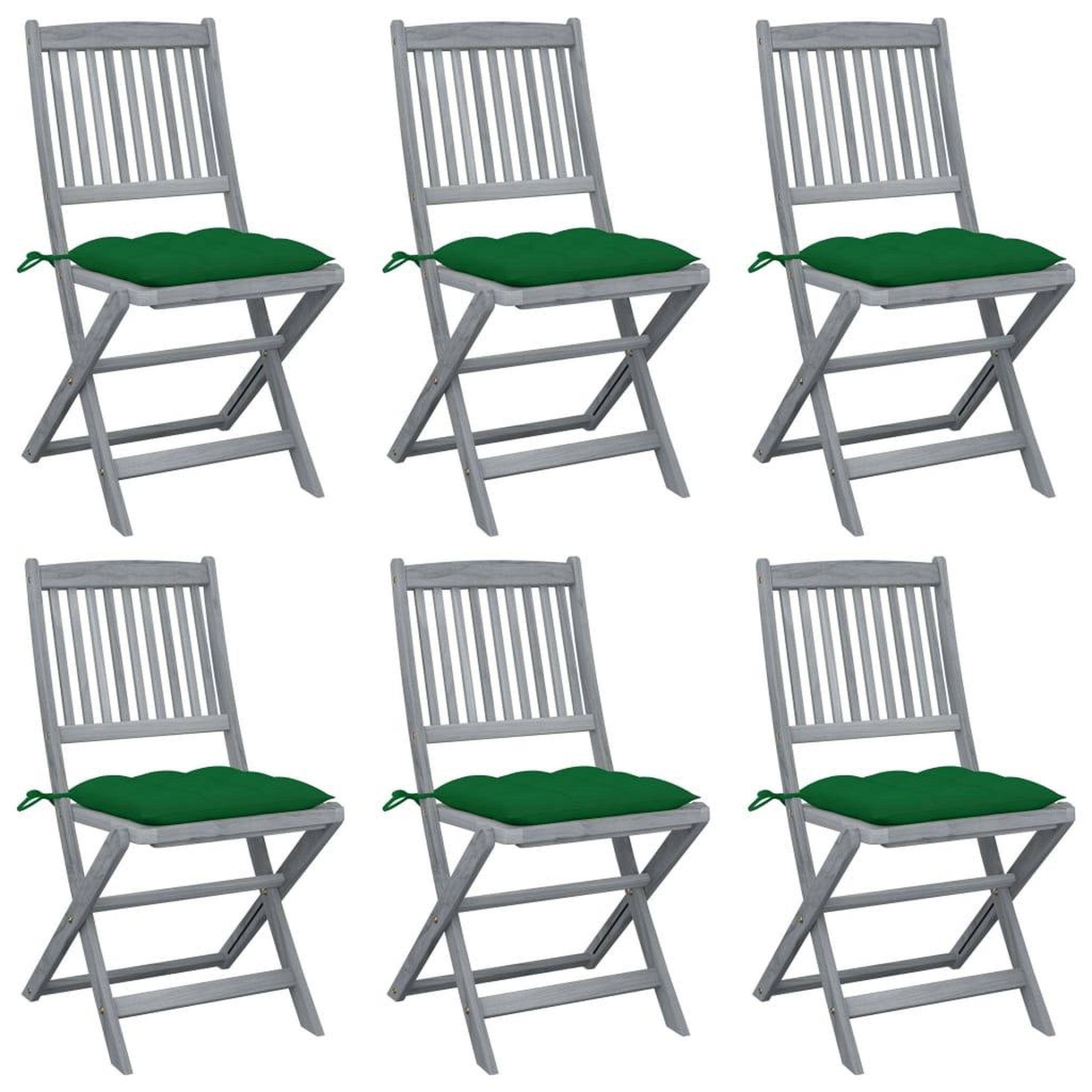 Voir la diapositive 1 : VIDAXL Chaises pliables d'exterieur lot de 6 et coussins Bois d'acacia