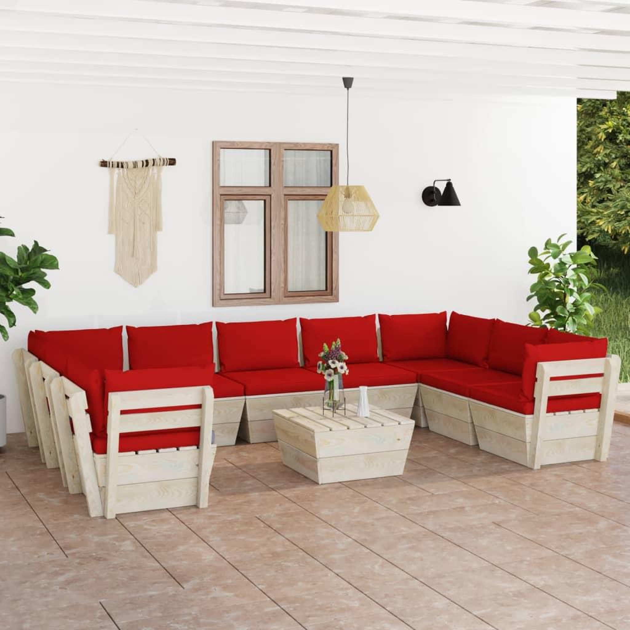 Voir la diapositive 1 : VIDAXL Salon de jardin palette 10 pcs avec coussins bois d'epicea