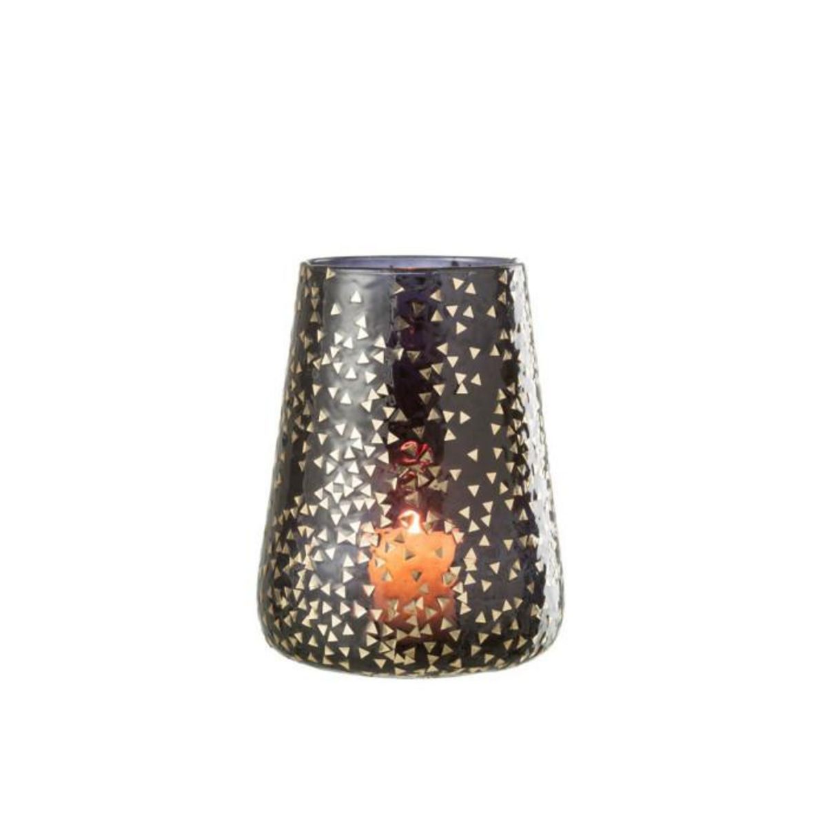 Paris Prix Photophore en Verre  Triangle  23cm Noir & Or