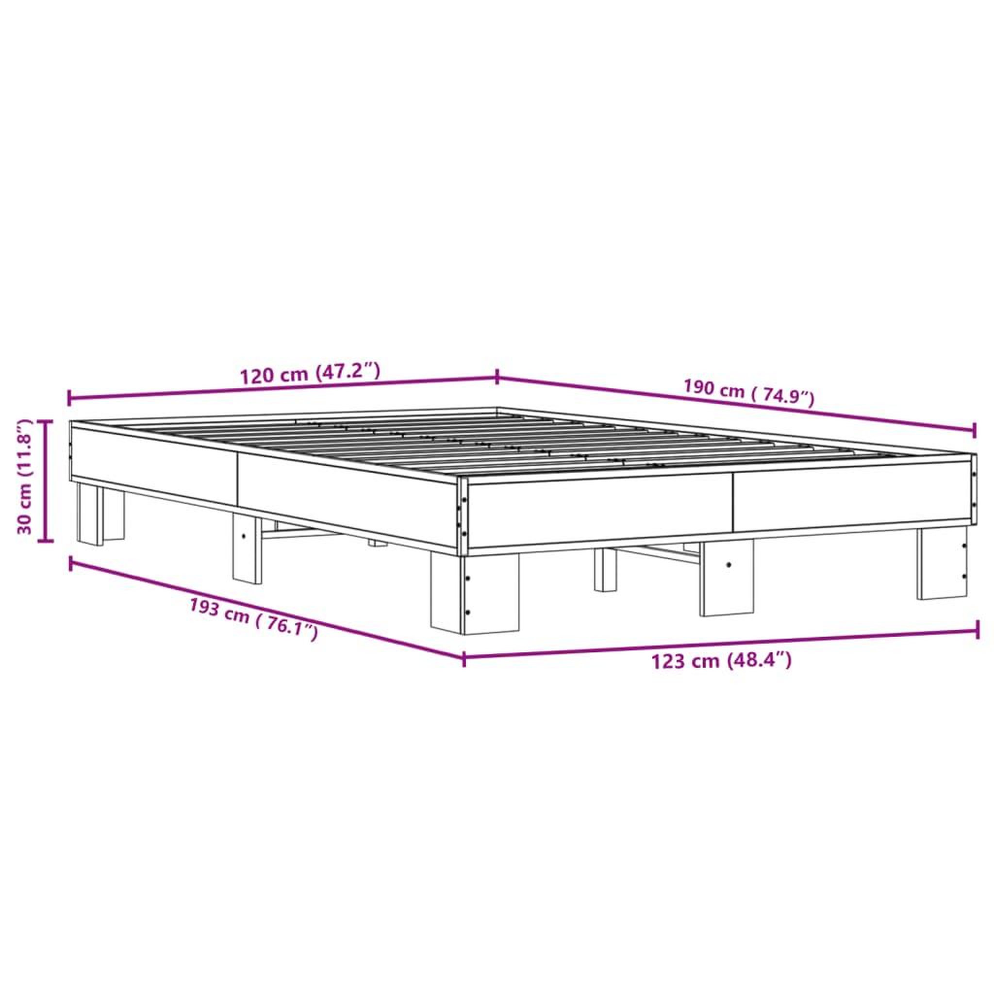 Voir la diapositive 6 : VIDAXL Cadre de lit sans matelas chene sonoma 120x190 cm