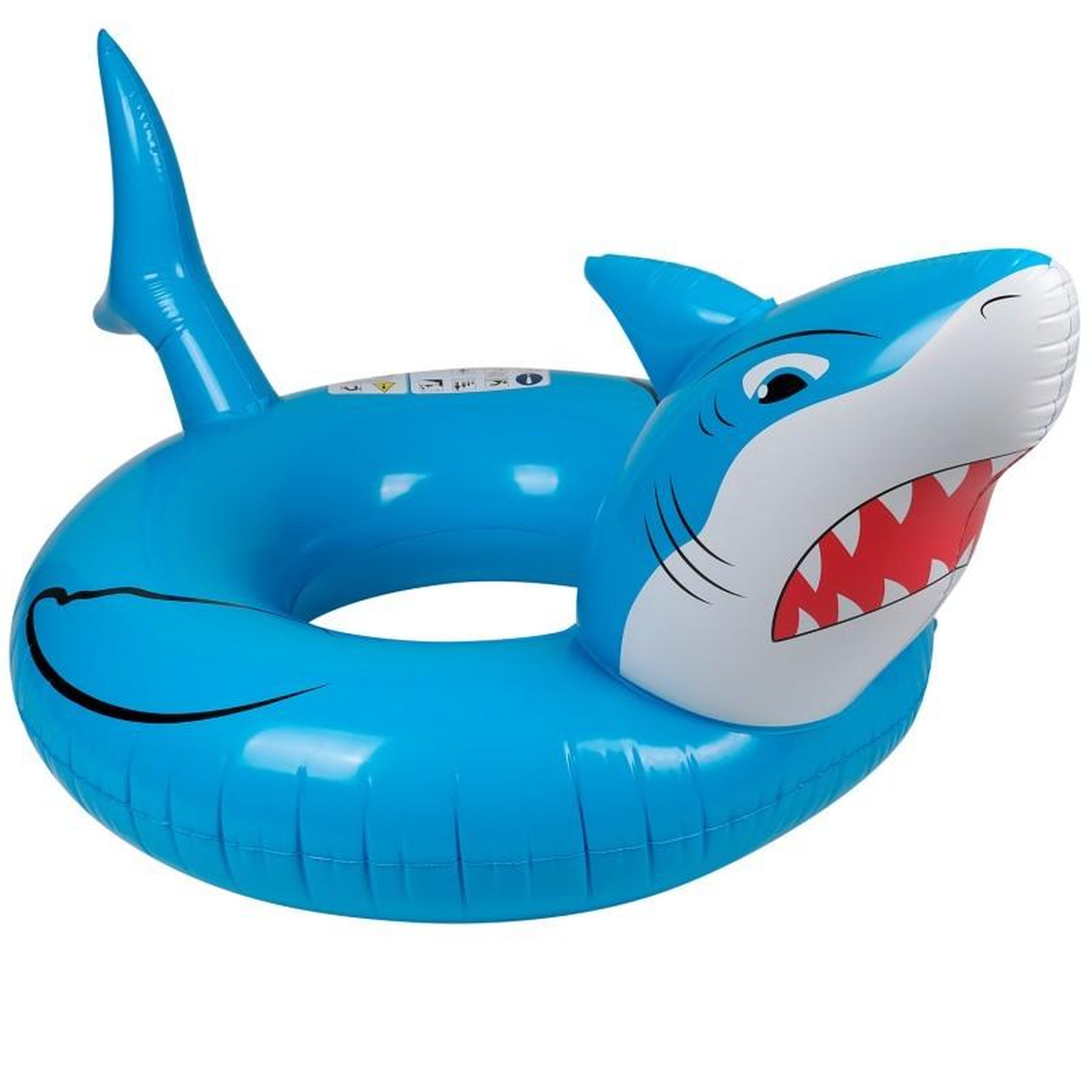 Voir la diapositive 1 : AIRMYFUN Bouée Gonflable Ronde XXL pour Piscine & Plage Ultra Confort, Flotteur Deluxe - Requin ø115cm