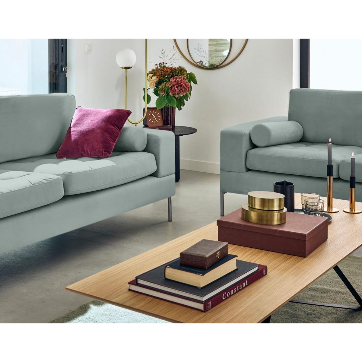 LISA DESIGN Isaure - canapé droit 3 places en velours