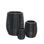 JARDIDECO Lot de 3 cache-pots en polyrotin anthracite rond - Jardideco