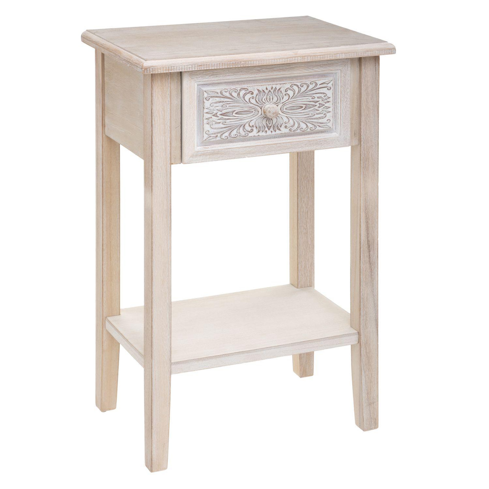 ATMOSPHERA Table de chevet hina 1 tiroir - hauteur 67,5 cm - bois blanchi