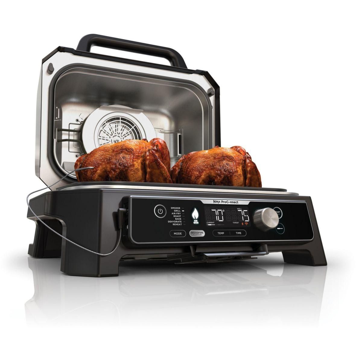 NINJA Barbecue électrique OG901EU Woodfire pro connect à poser, 44.5x26.5 cm