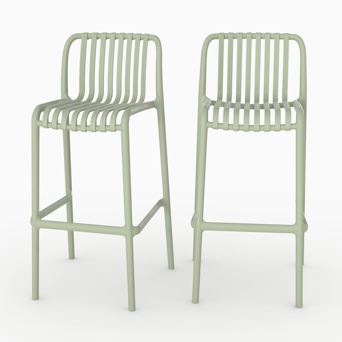 Rendez vous déco Lot de 2 chaises de bar de jardin 76 cm en plastique vert pastel-Duli