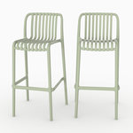 Rendez vous déco Lot de 2 chaises de bar de jardin 76 cm en plastique vert pastel-Duli