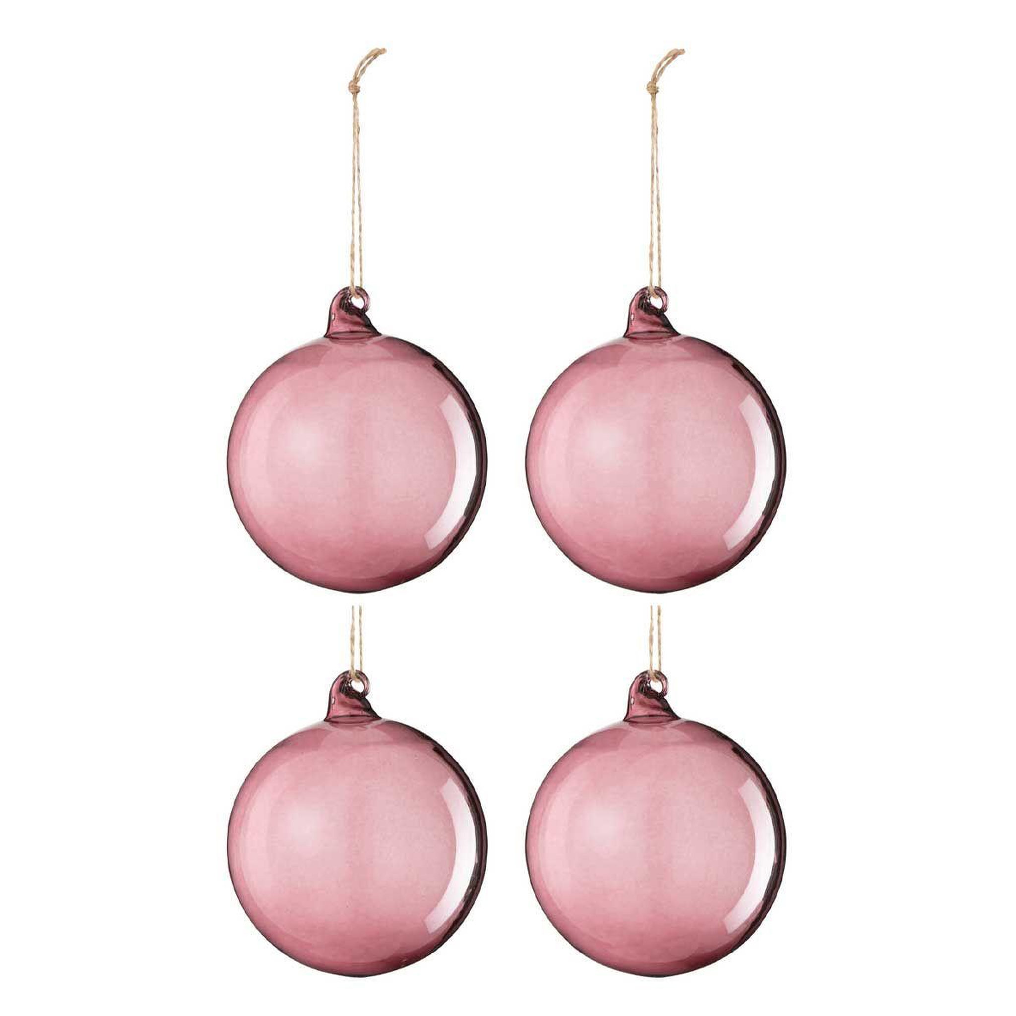 J-LINE Lot de 4 boules de noël  lindsay  10cm rose