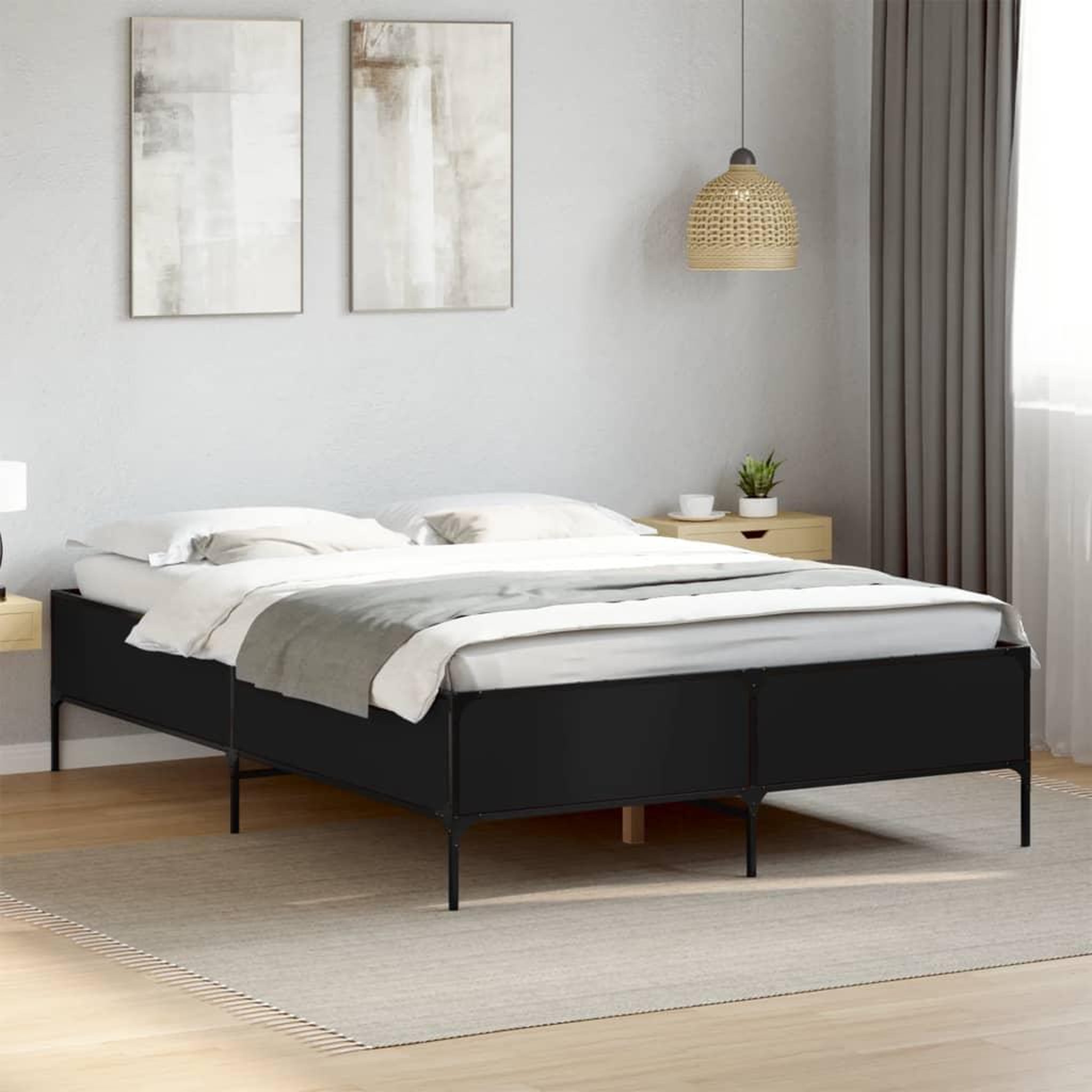 VIDAXL Cadre de lit sans matelas noir 140x190 cm