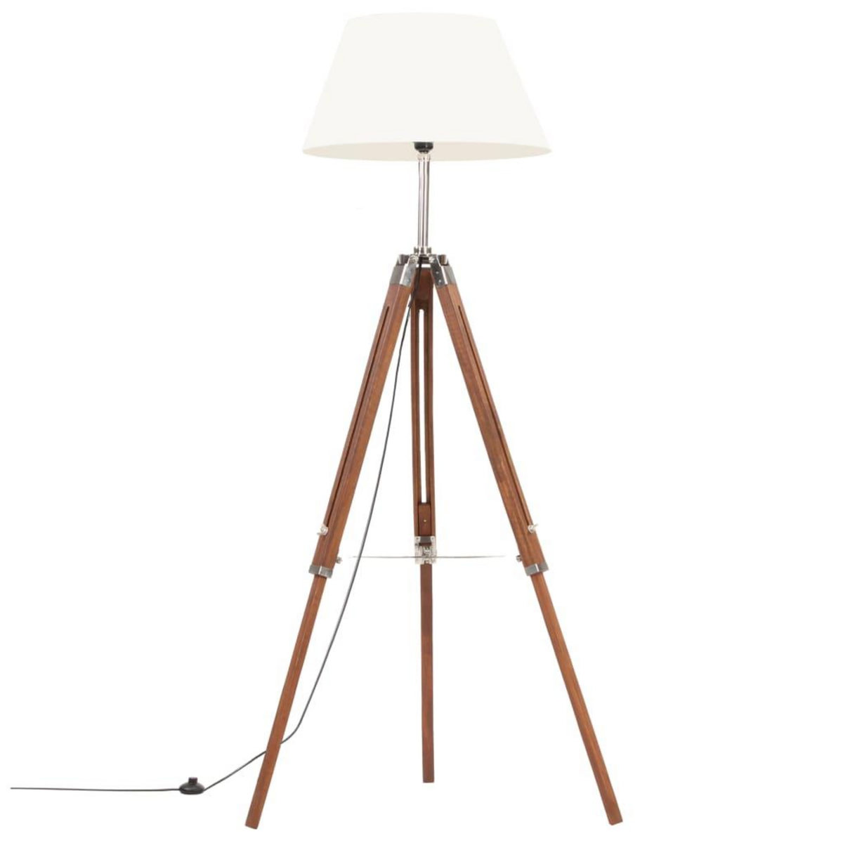 VIDAXL Lampadaire a trepied Marron miel et blanc Bois de teck 141 cm