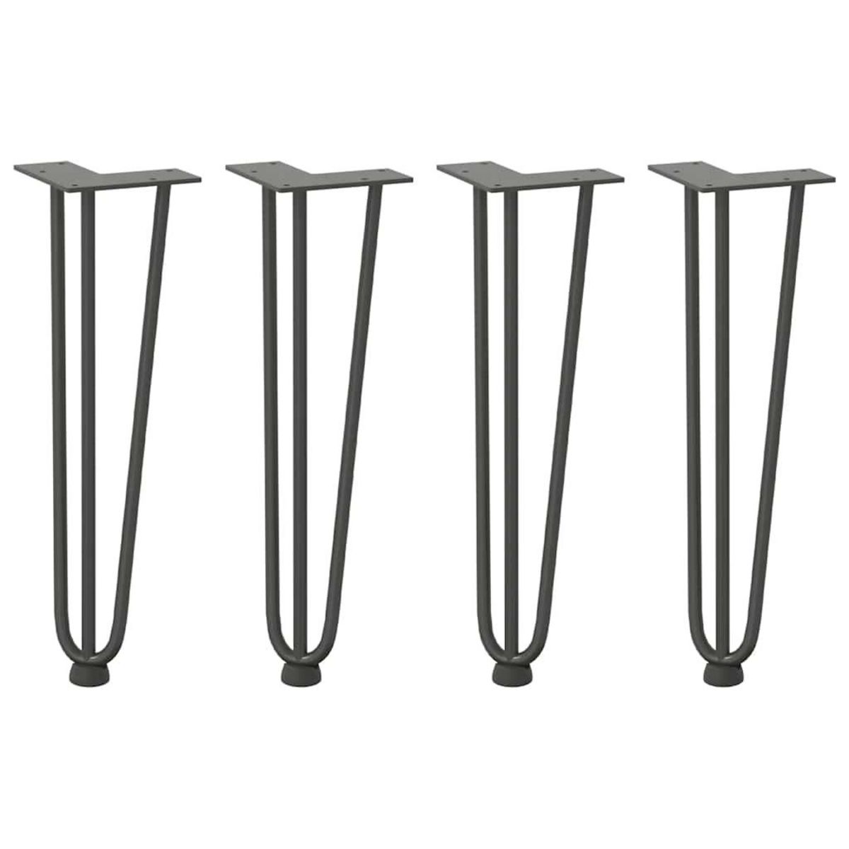VIDAXL Pieds de table en forme d'epingle a cheveux 4 pcs anthracite