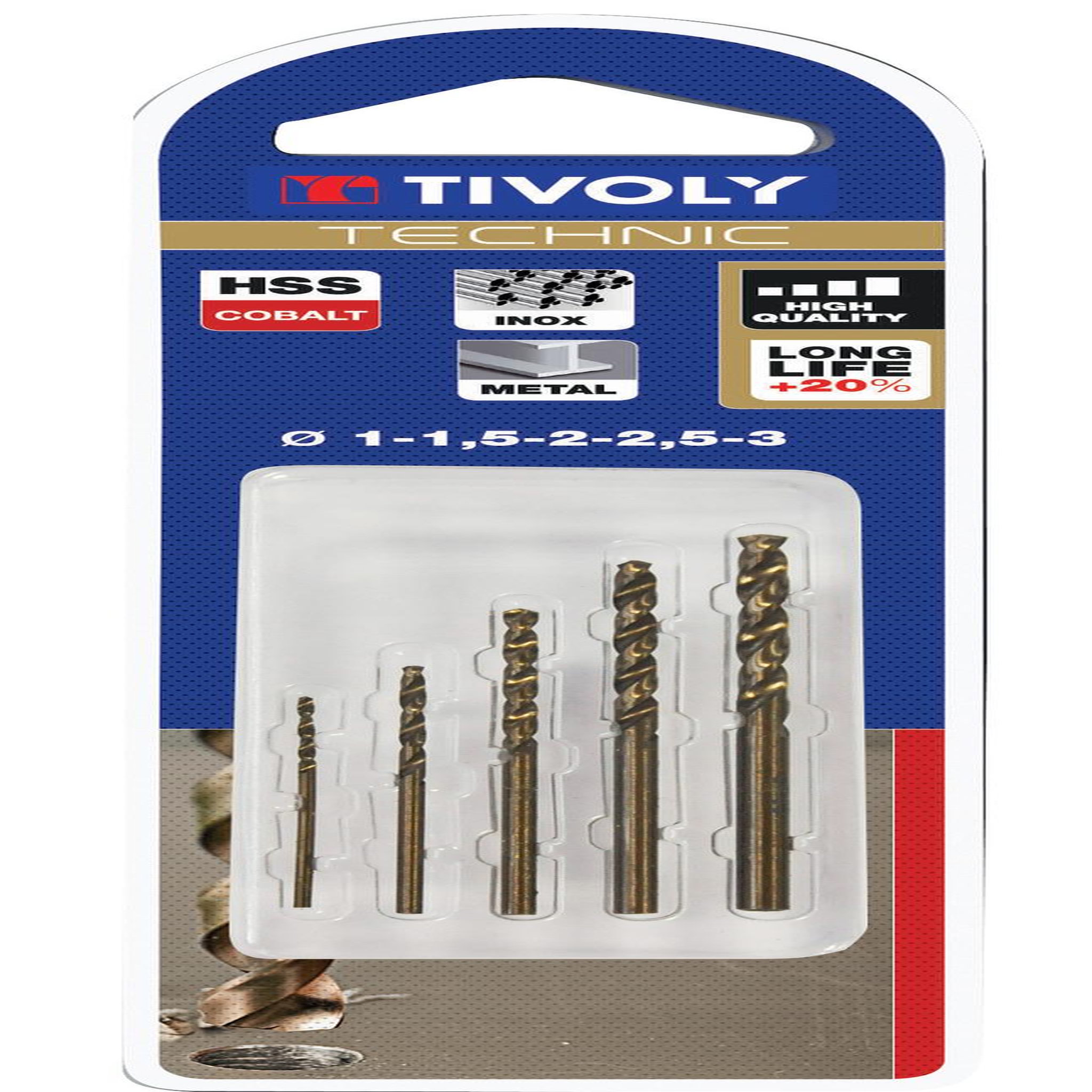 TIVOLY Coffret de 5 forets technic métal, Diam.1 à 3 mm TIVOLY 11.46857
