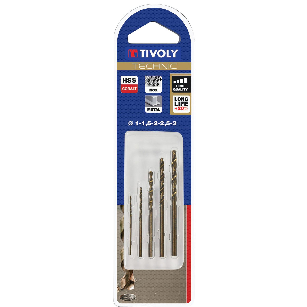 TIVOLY Coffret de 5 forets technic métal, Diam.1 à 3 mm TIVOLY 11.46857