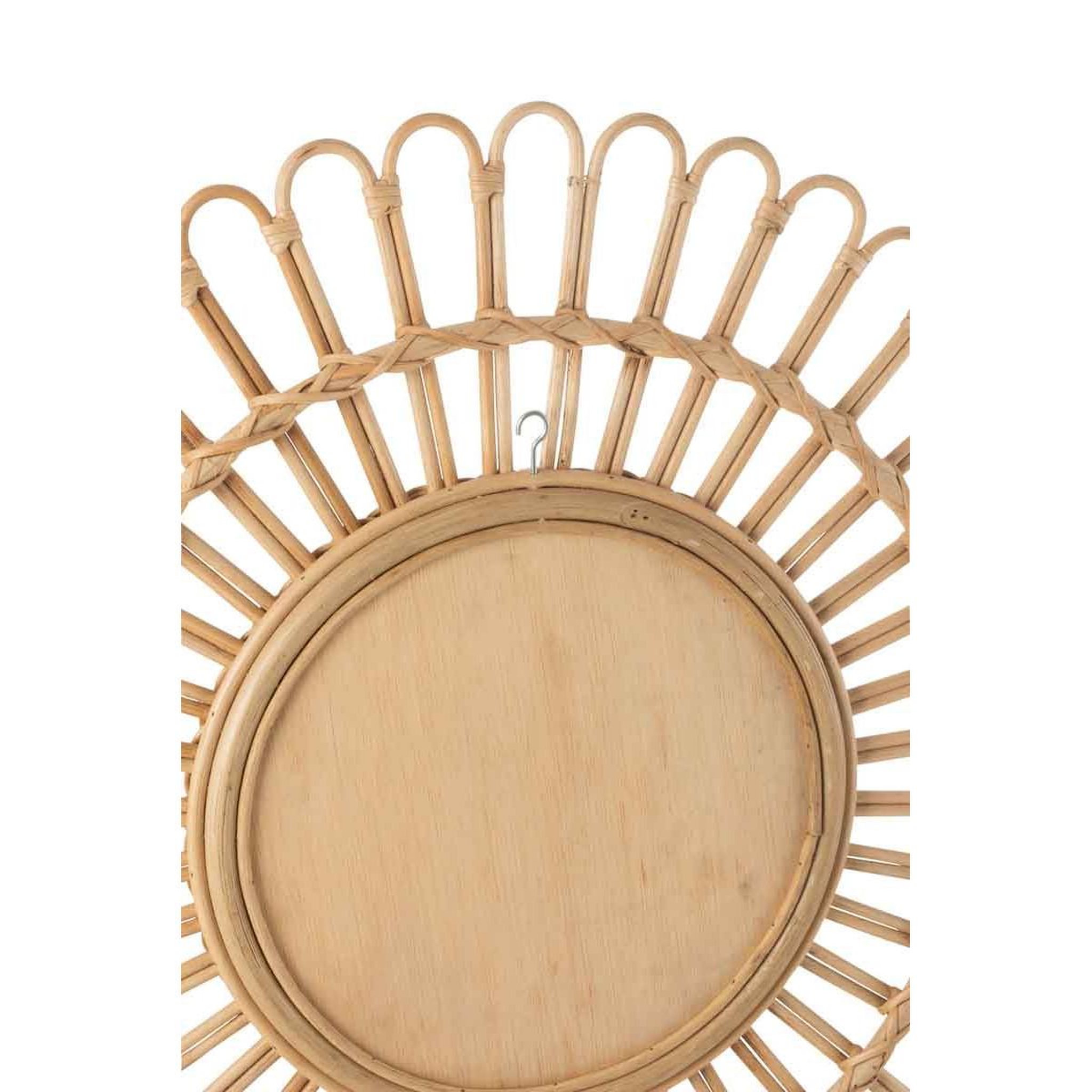 Voir la diapositive 3 : J-LINE Miroir mural déco en rotin  ellen  60cm naturel