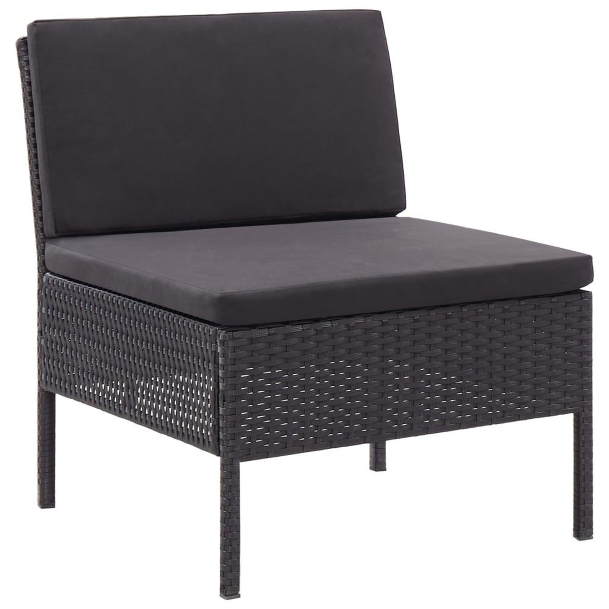 Voir la diapositive 4 : VIDAXL Salon de jardin 3 pcs avec coussins Resine tressee Noir