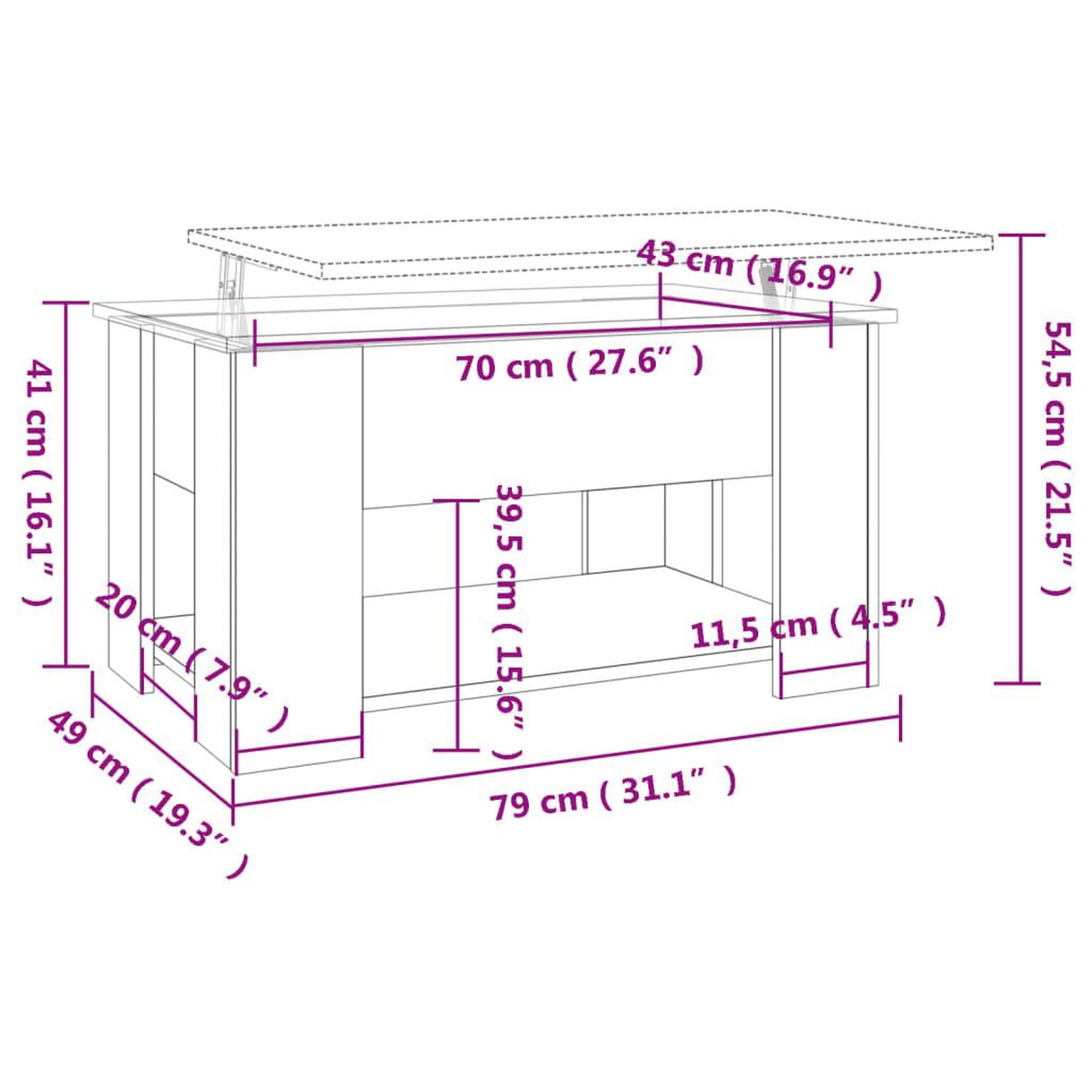 Voir la diapositive 6 : VIDAXL Table basse Sonoma gris 79x49x41 cm Bois d'ingenierie