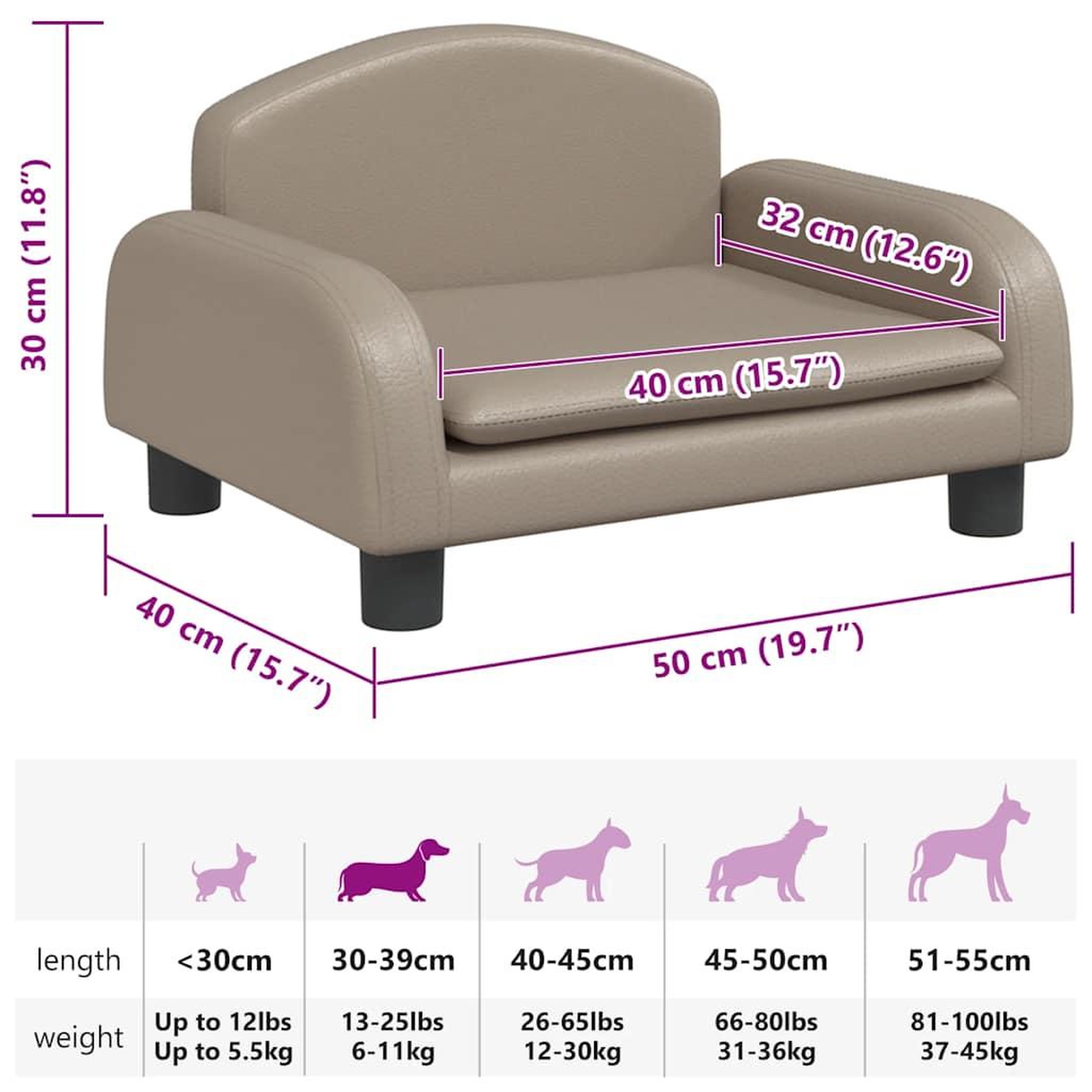 Voir la diapositive 6 : VIDAXL Lit pour chien cappuccino 50x40x30 cm similicuir
