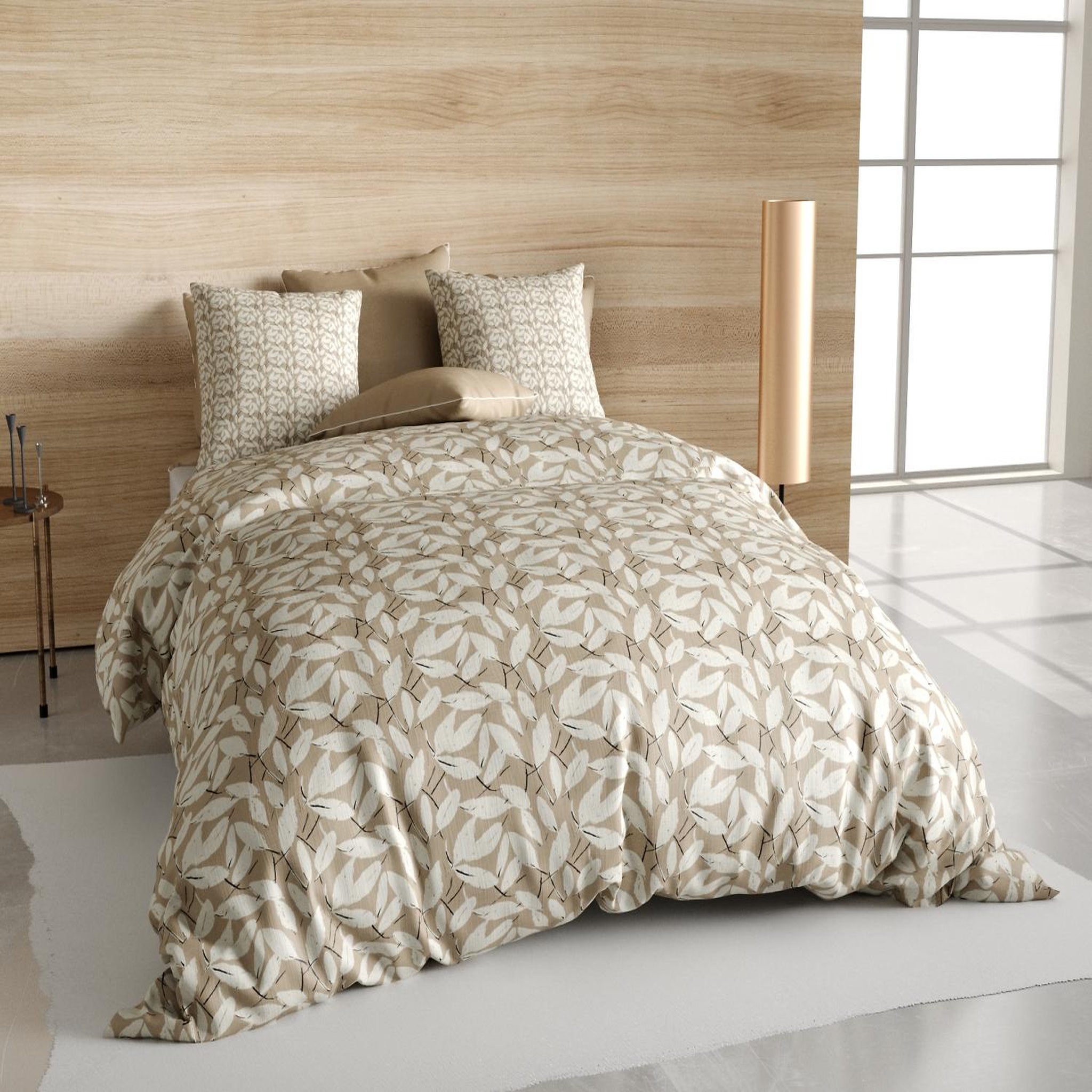 Voir la diapositive 2 : Les Ateliers du Linge Parure housse de couette 100%polyester 60gsm, carmel
