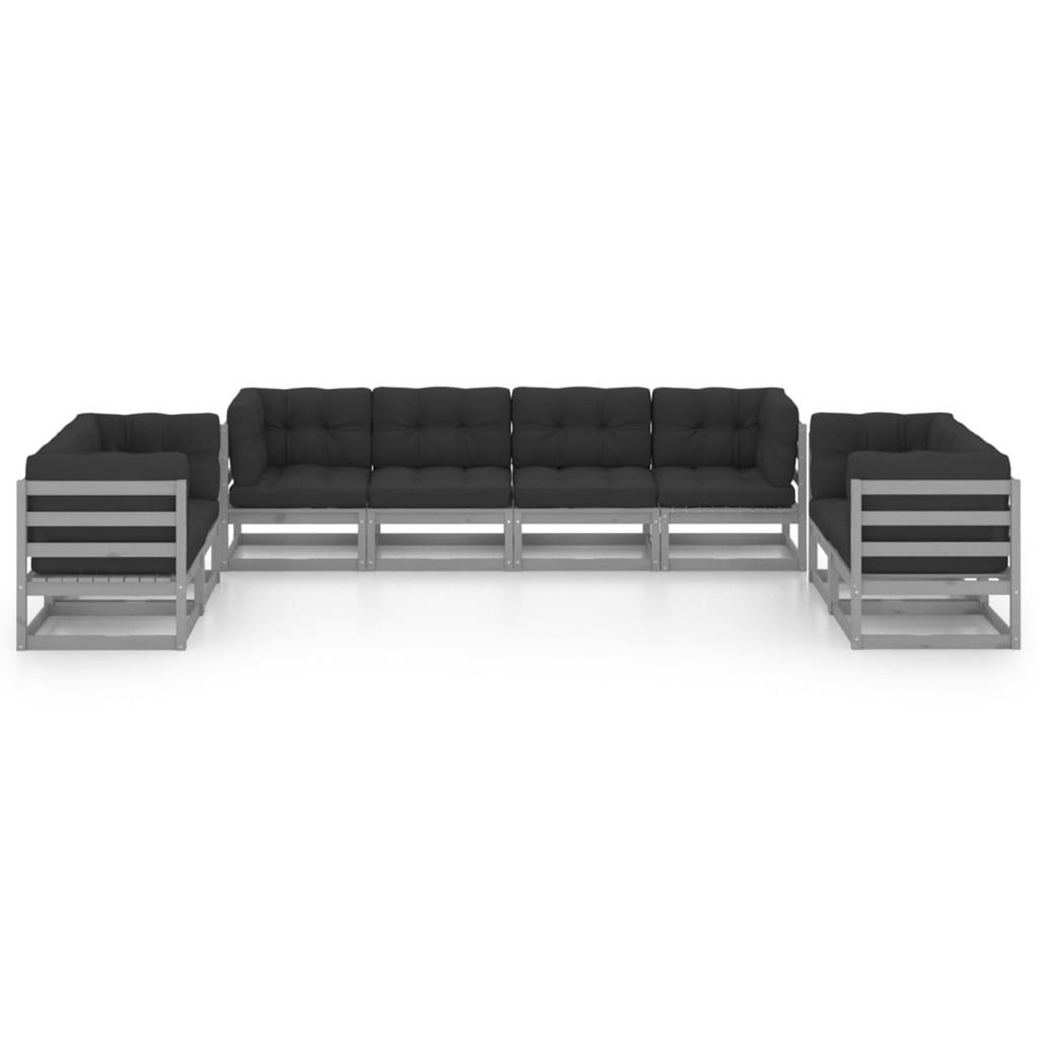 Voir la diapositive 3 : VIDAXL Salon de jardin 8 pcs avec coussins Bois de pin massif