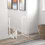 Voir la diapositive 4 : PAWHUT Barrière de sécurité animaux - longueur réglable dim. 75-95 cm - porte double verrouillage, ouverture double sens -sans perçage - acier ABS blanc
