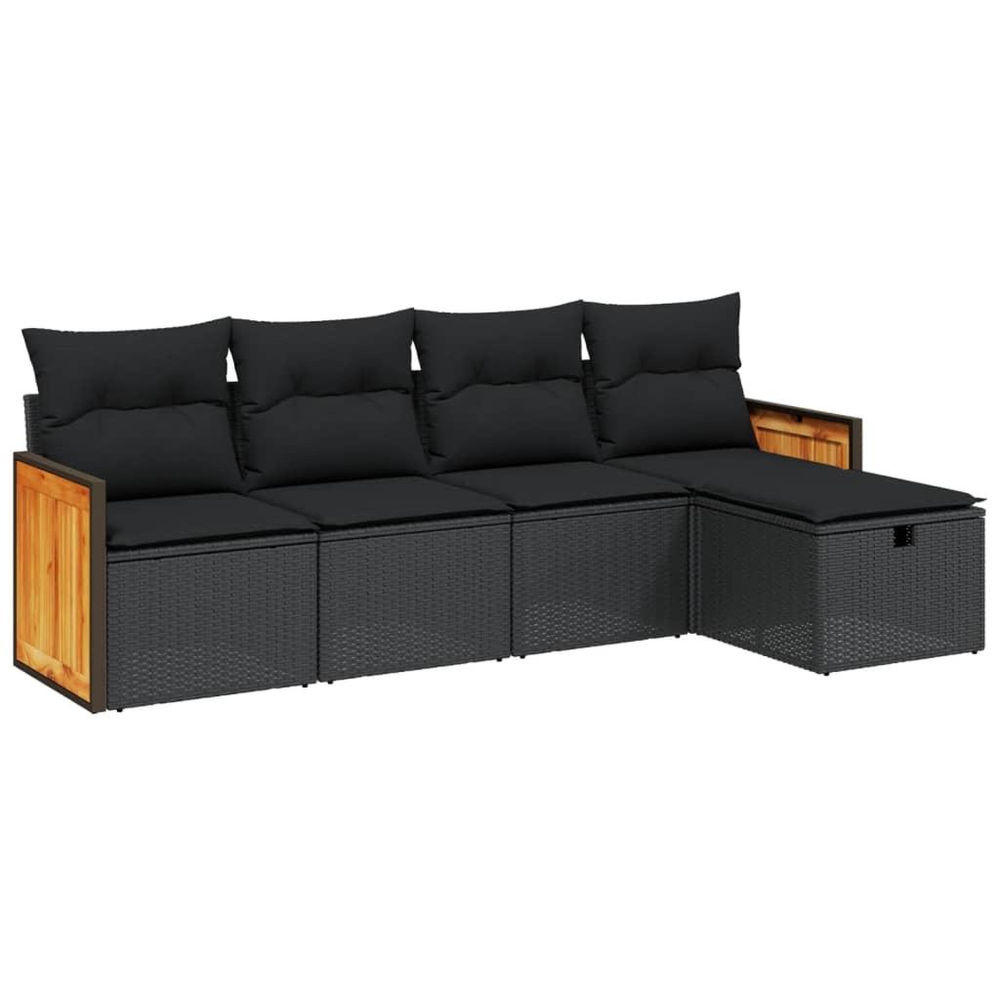 Voir la diapositive 2 : VIDAXL Salon de jardin 5 pcs avec coussins noir resine tressee
