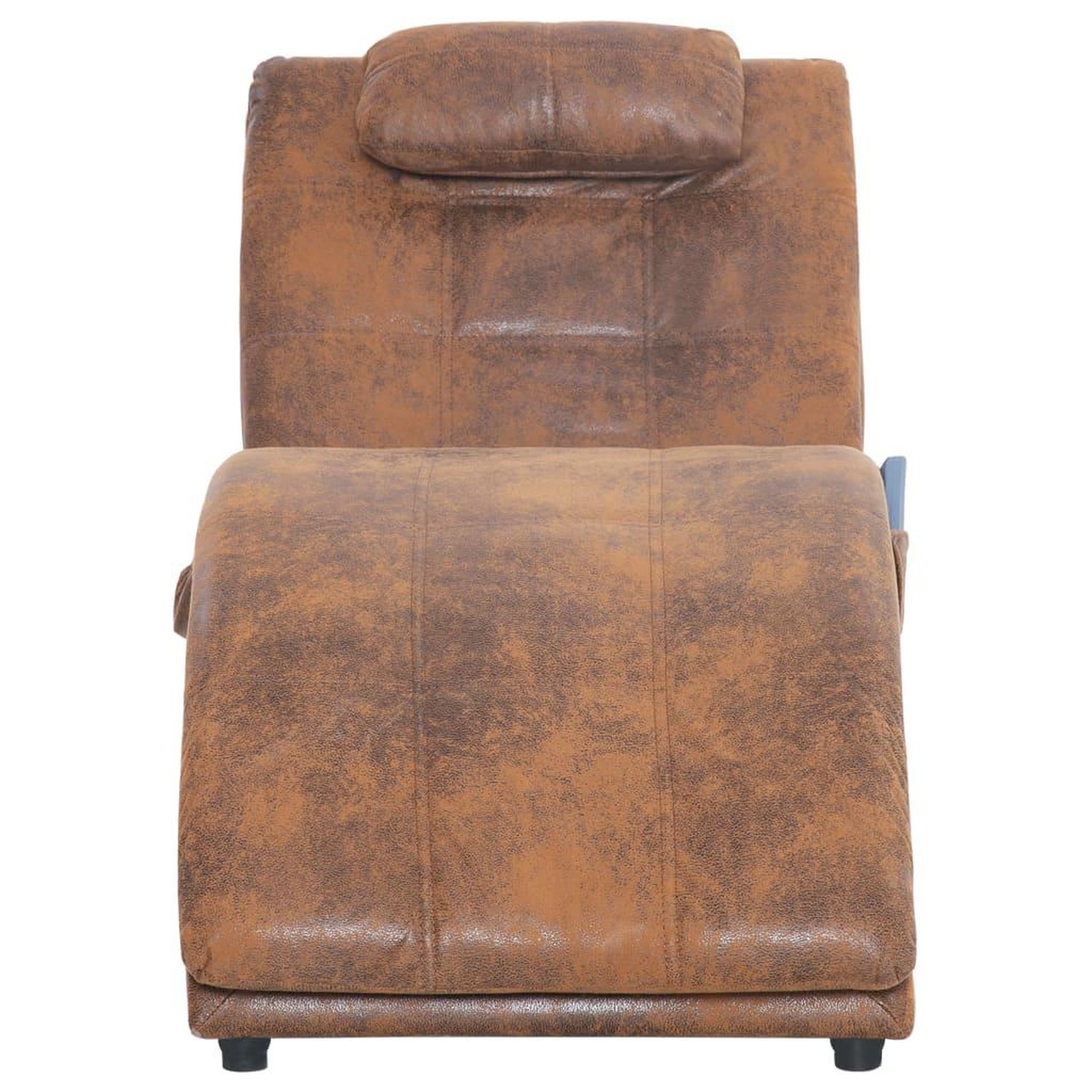 Voir la diapositive 5 : VIDAXL Chaise longue de massage avec oreiller Marron Similicuir daim