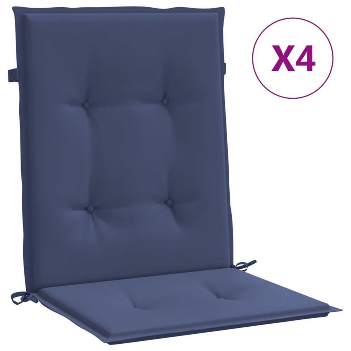 VIDAXL Coussins de chaise a dossier bas lot de 4 bleu marine tissu